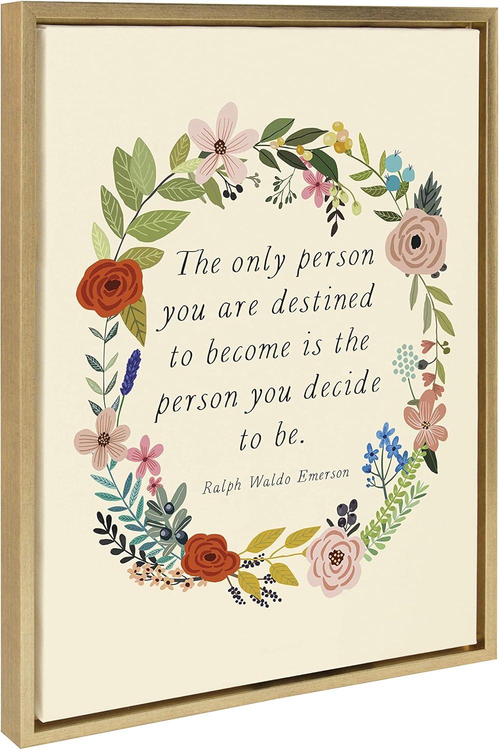 18"x24" Sylvie The Only Person Framed Canvas Wall Art by Mia Charro Gold - Kate and Laurel: Emerson Quote, Modern Decor, Nursery Artwork