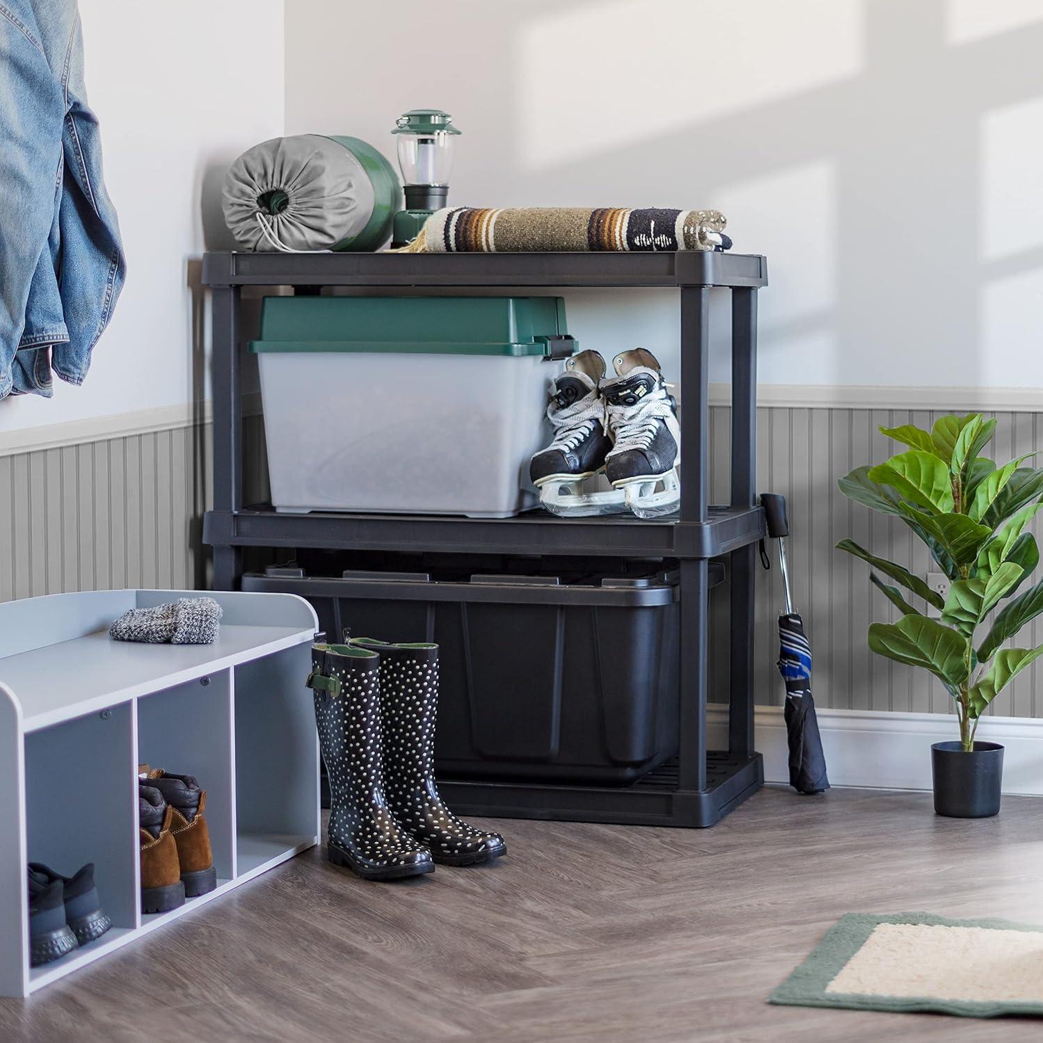 IRIS USA 3-Tier Shelving Unit, 38" Fixed Height, Large Storage Organize, 36"W x 18"D x 38"H, Made with Recycled Materials, Black