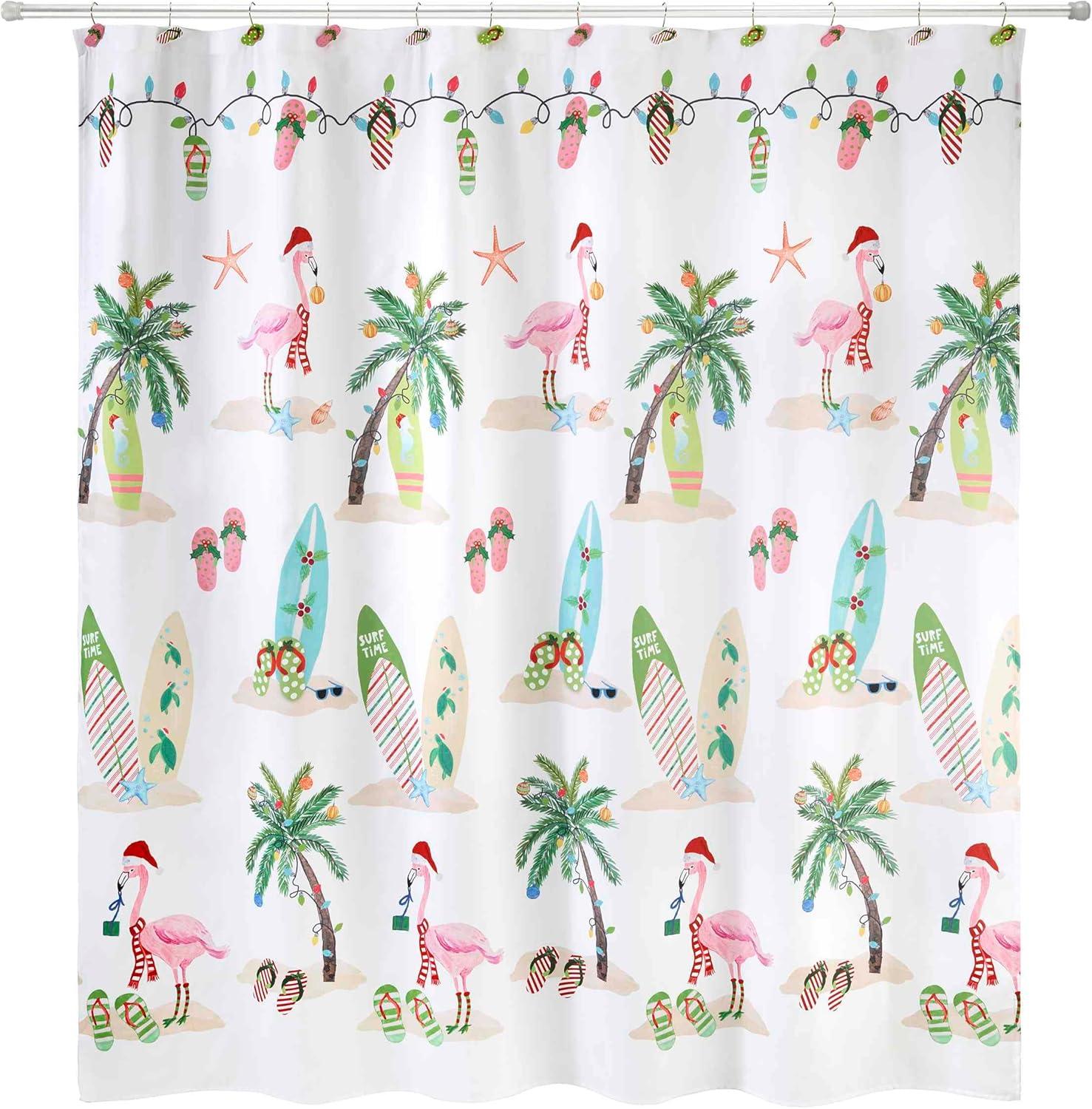 Avanti Linens Flamingo Jingle Shower Curtain & Hook Set