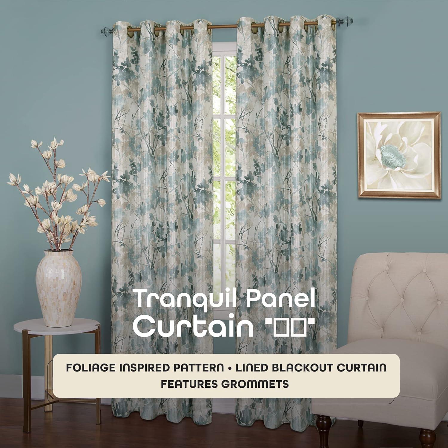 Achim Tranquil - Lined Grommet Window Curtain Panel, Mist, 50x84