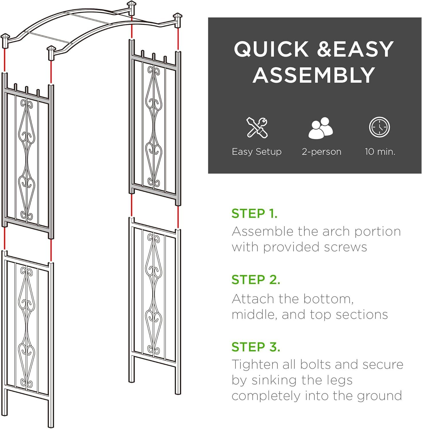 Best Choice Products 92 in. Steel Garden Arch Arbor Outdoor Trellis for Garden, Climbing Plants with Wire Lattice