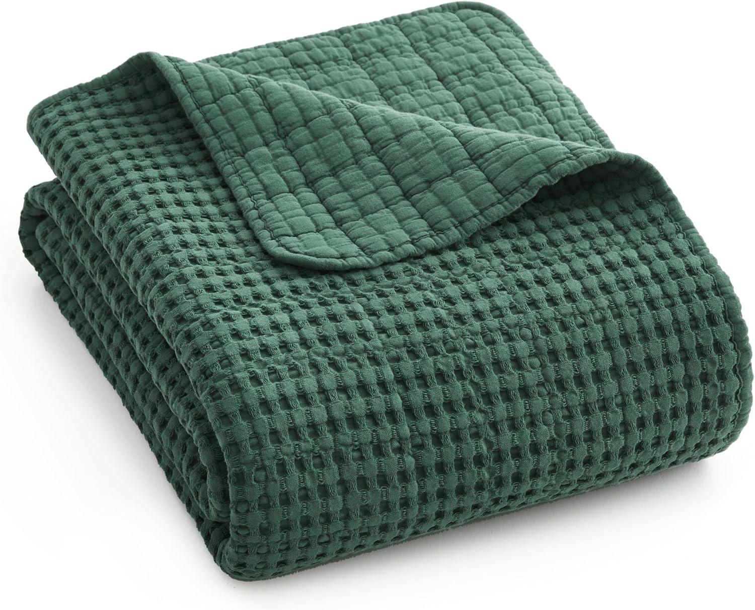 Mills Waffle Forest Green King Bedspread Set - Levtex Home