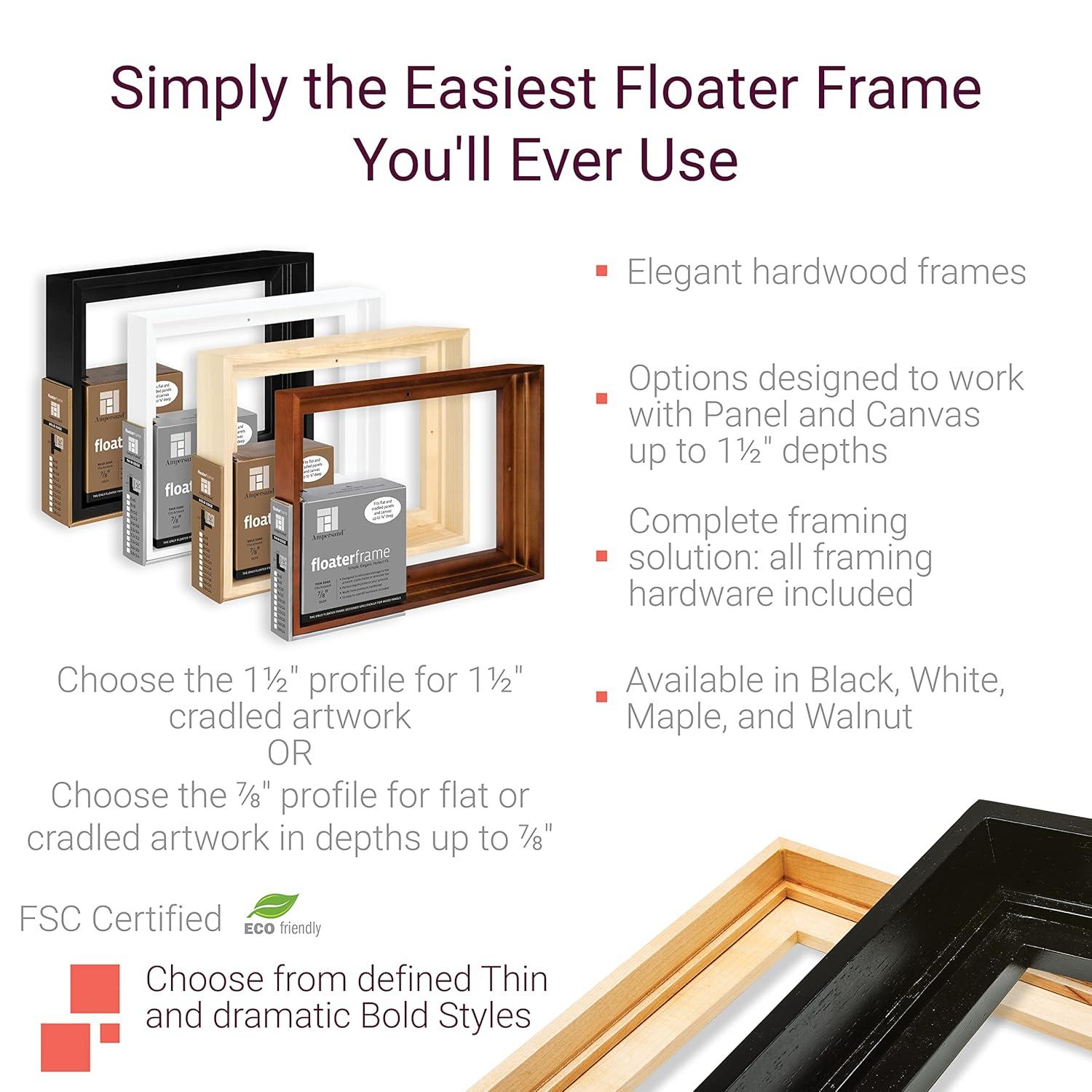 Ampersand Art Floaterframes Bold Edge (3/8" Face) 1-7/8" Frame Profile for 7/8" Deep Artwork 16" x 20" Black