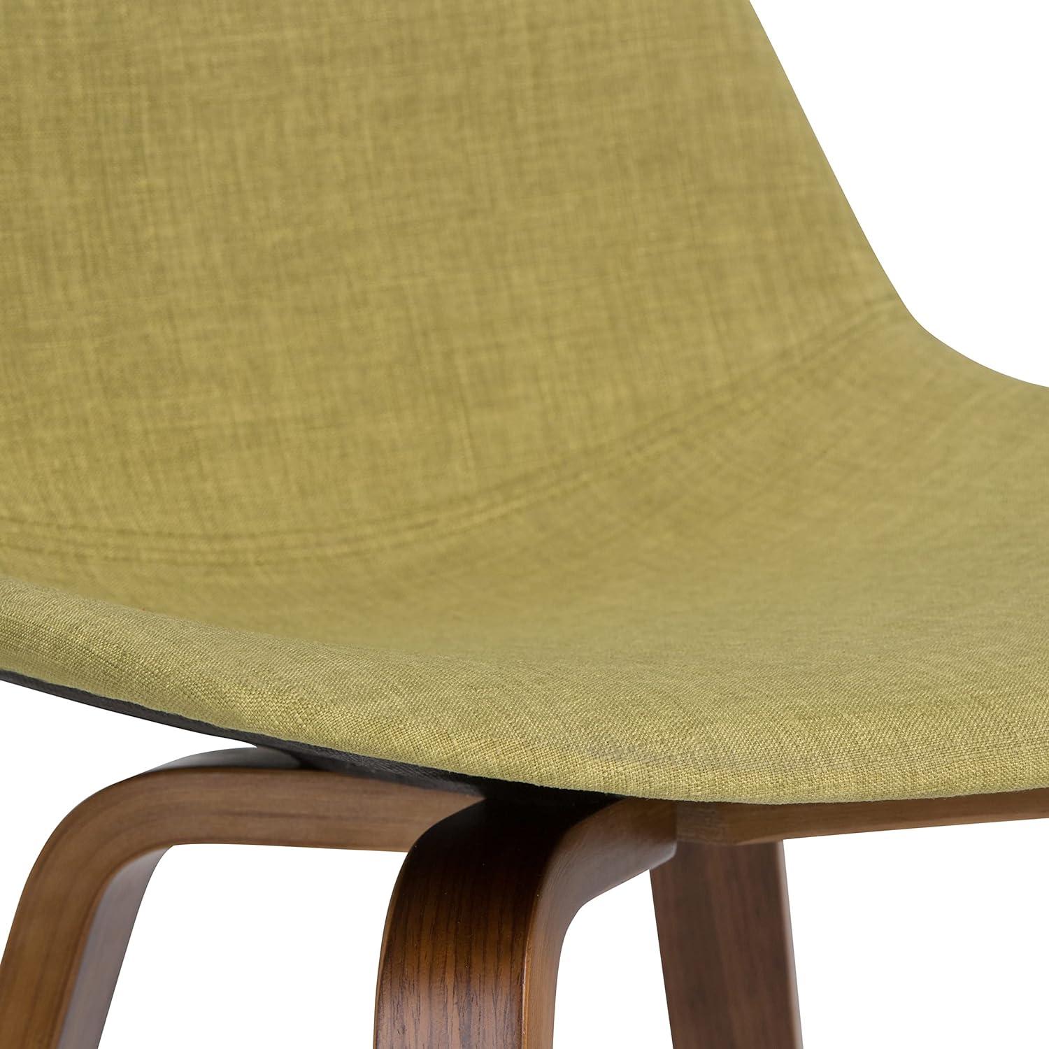 Mid-Century Modern Bentwood Counter Stool in Acid Green Linen Look