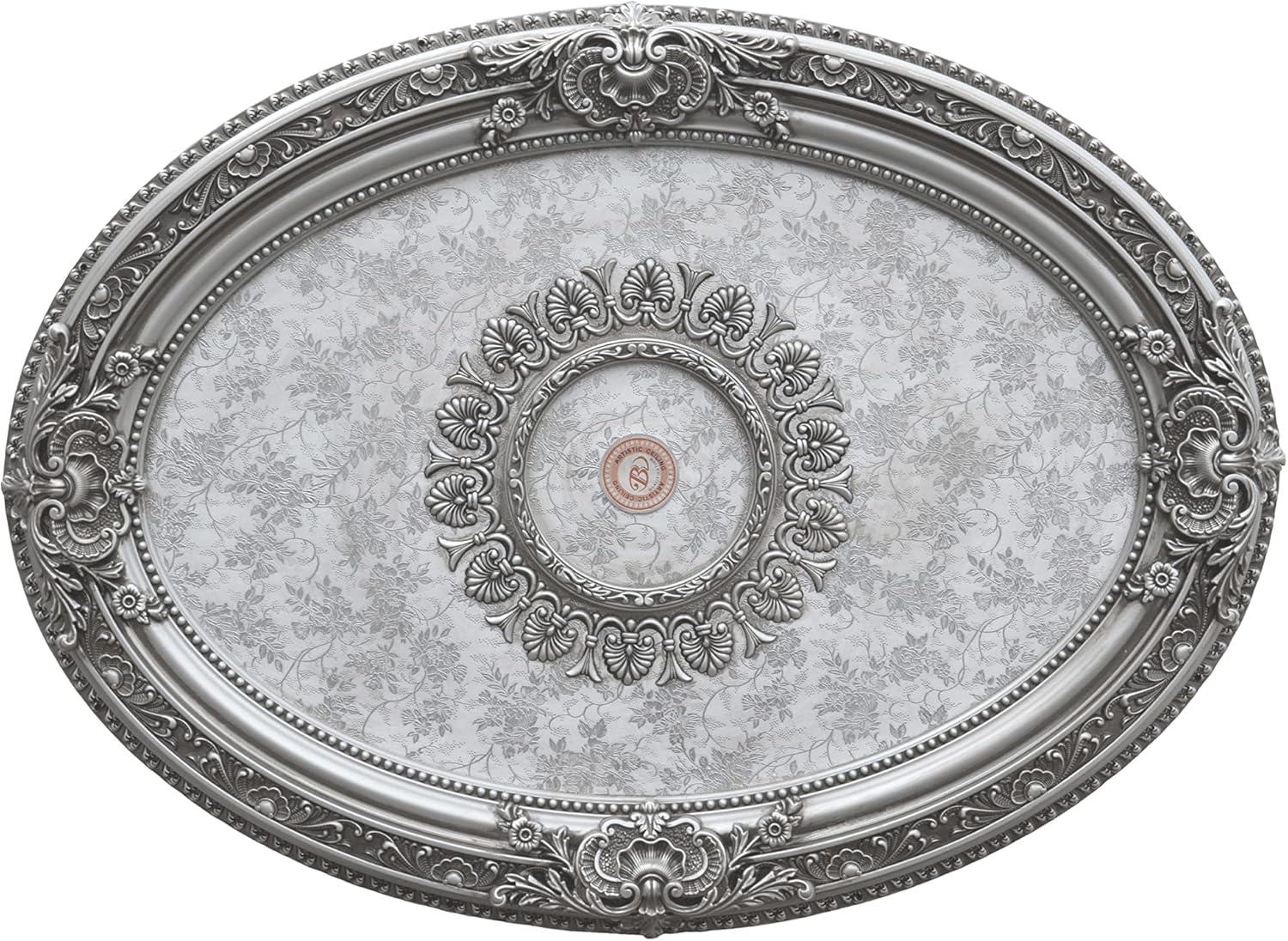 Antique Silver Oval Polystyrene Ceiling Medallion