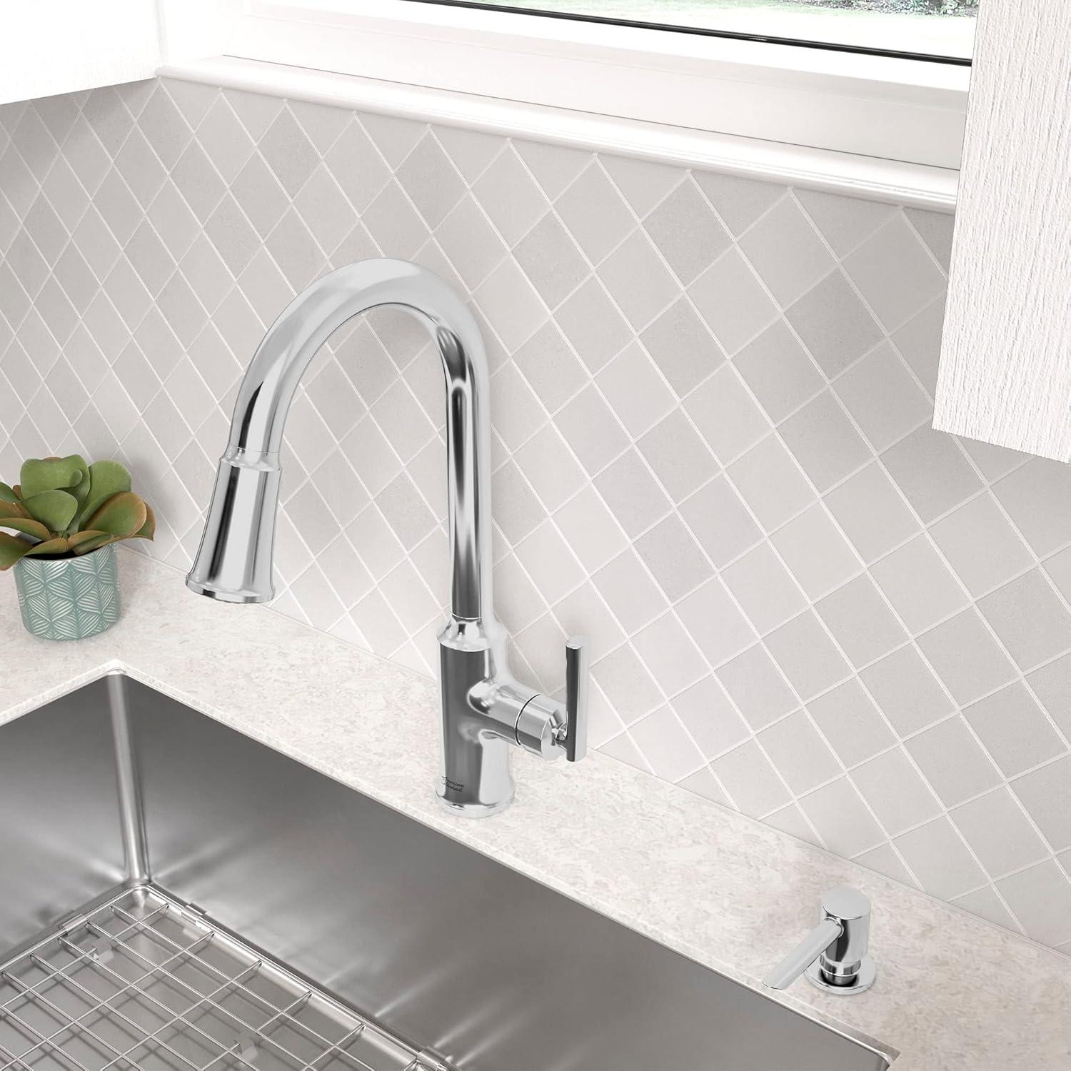 Chrome Transitional Kitchen Faucet with Pull-Down Sprayer