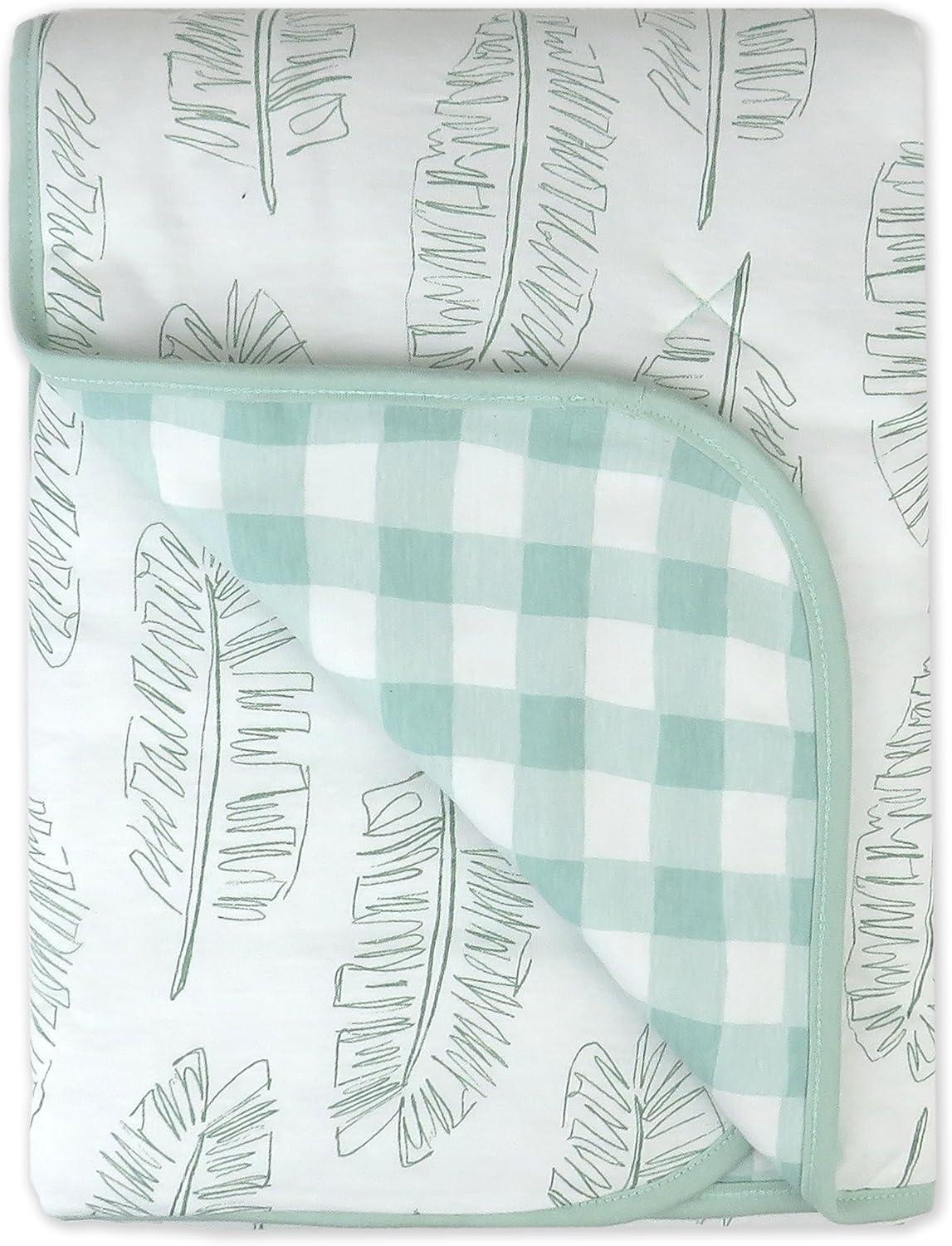 Organic Cotton Sage Leaf Reversible Baby Blanket