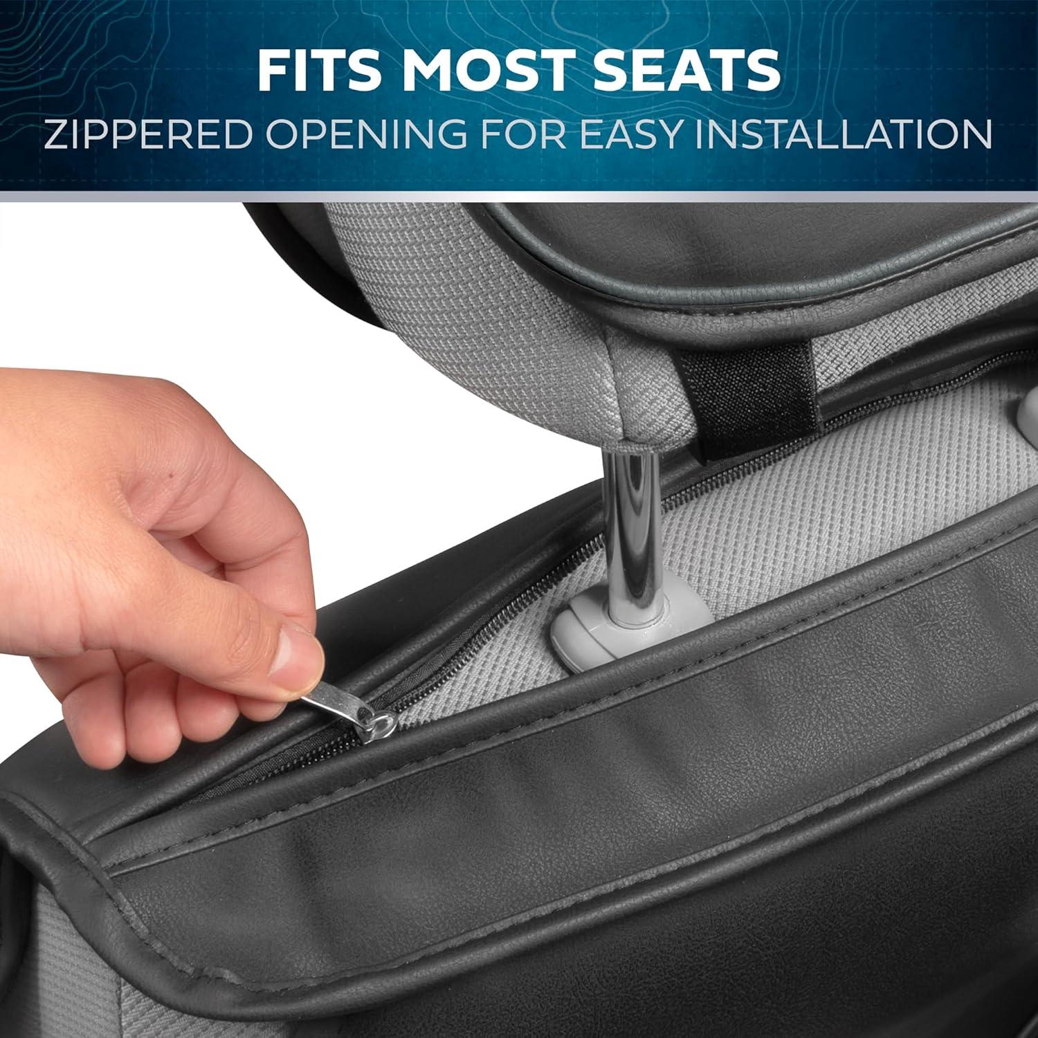 MotorBox Car Seat Covers Prestige Edition Faux Leather Black & Beige Seat Covers for Car Diamond Stitched Cushioned Seat Protectors for Auto, Trucks, SUV, Car Full Set