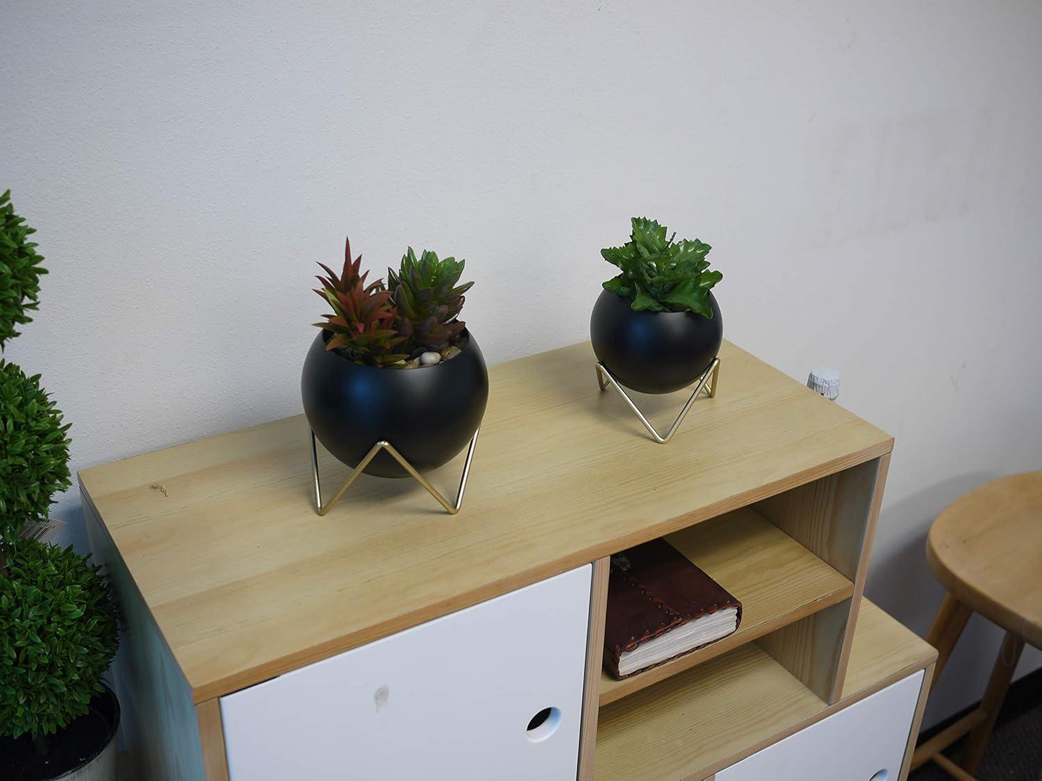 Admired by Nature  Spherical Planter, Gold & Black - Set of 2