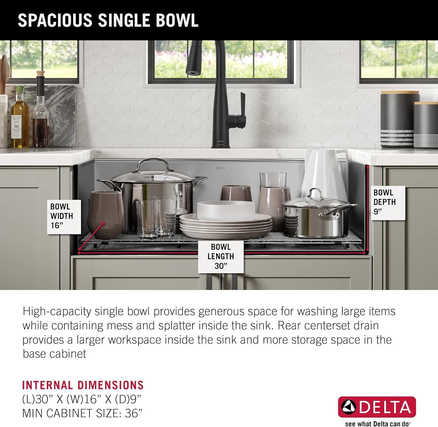 Delta Rivet™ 32" L Workstation Kitchen Sink Undermount 16 Gauge Stainless Steel Single Bowl with WorkFlow™ Ledge