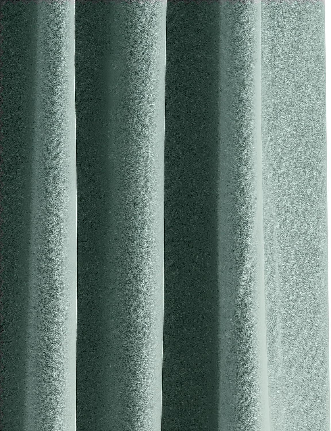 Aqua Mist Velvet Blackout 84-Inch Window Curtain Panel