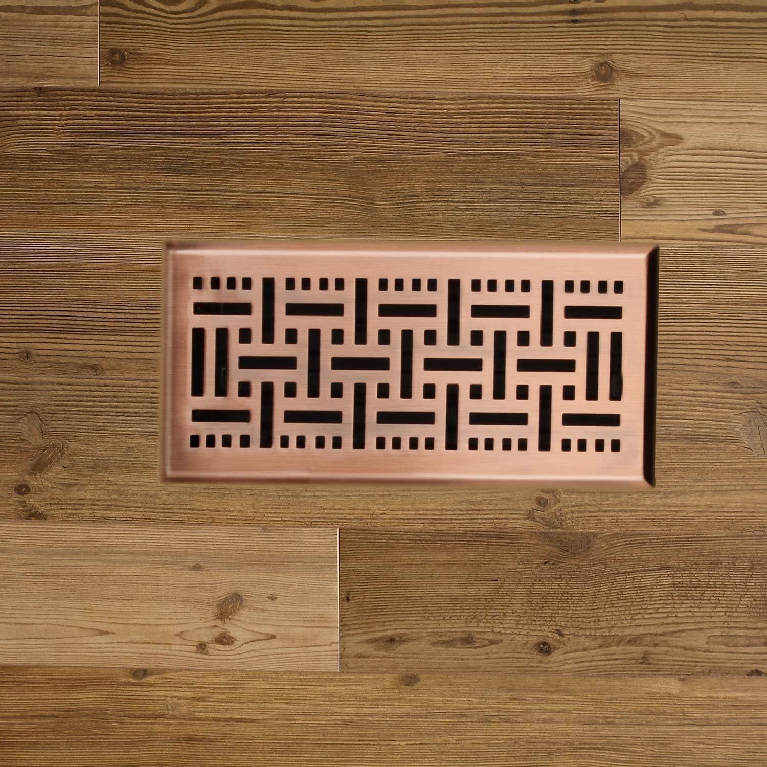 Copper Finish 4"x10" Steel Floor Register with Trap Net