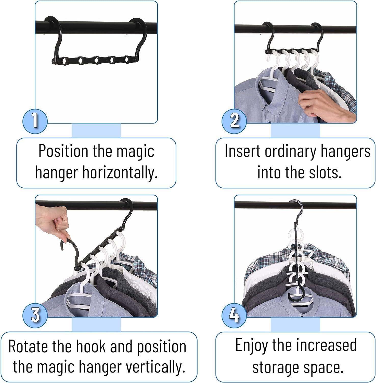 Black Space Saving Closet Hanger Organizers, 8 Pack