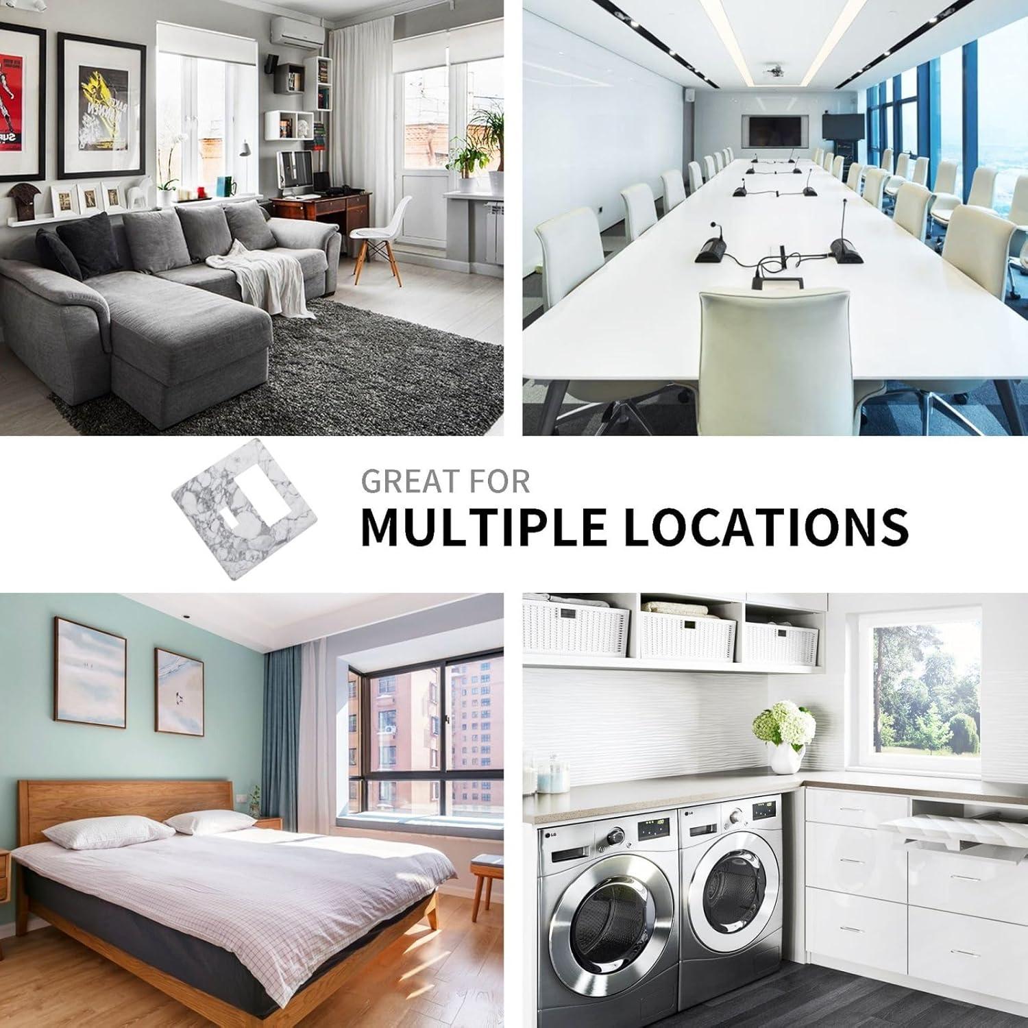 Graphics Wallplates - White Grey Marble Background Print - Double Toggle Wall Plate Cover