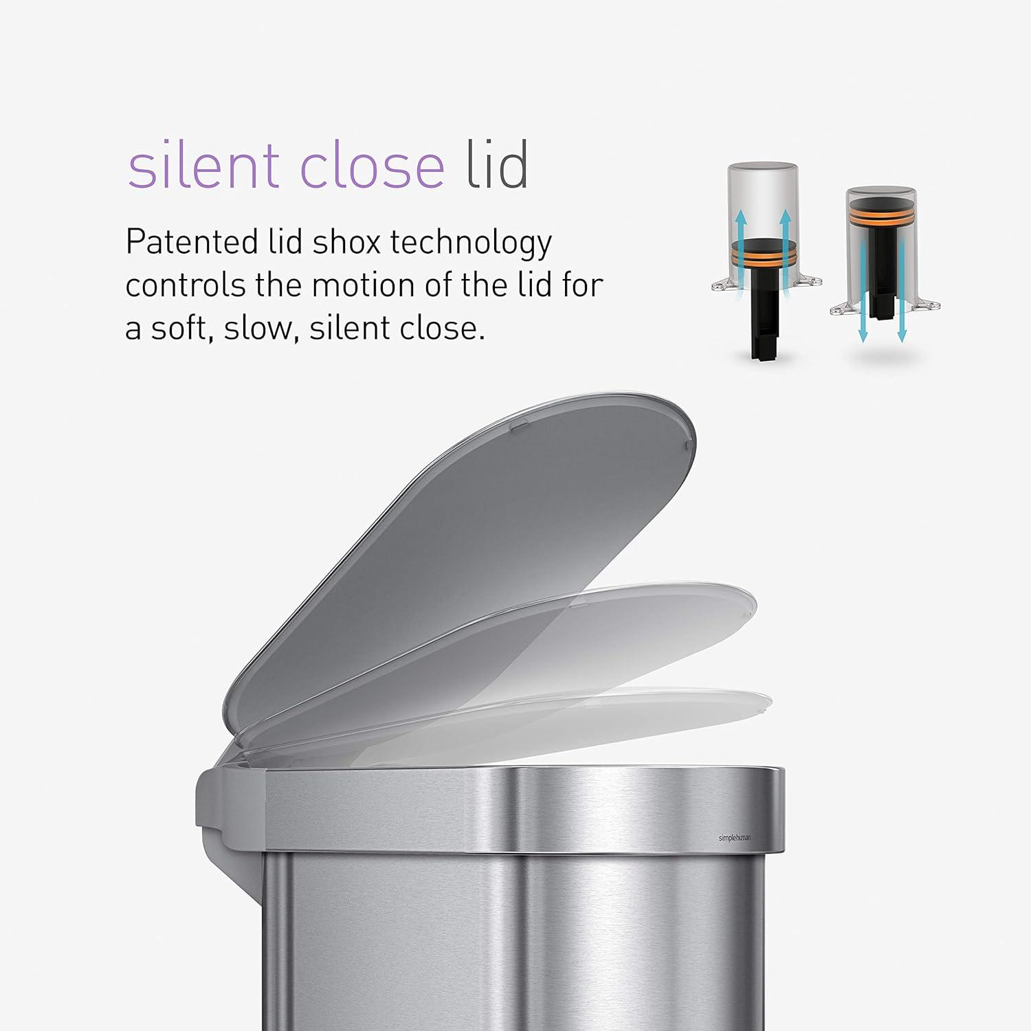 simplehuman 45 Liter / 12 Gallon Slim Hands-Free Kitchen Step Trash Can