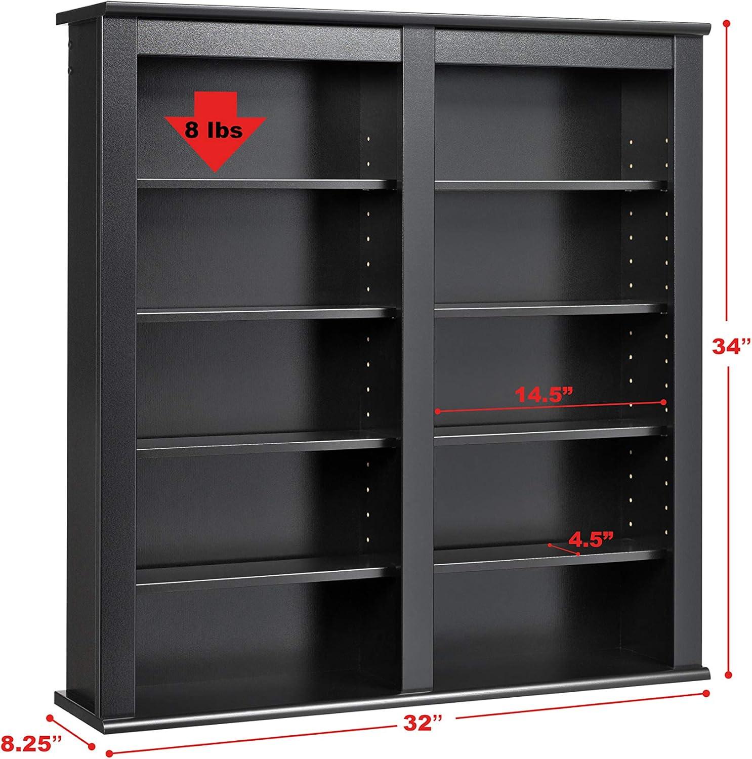 Prepac Double Floating Media Wall Storage in Cherry and Black