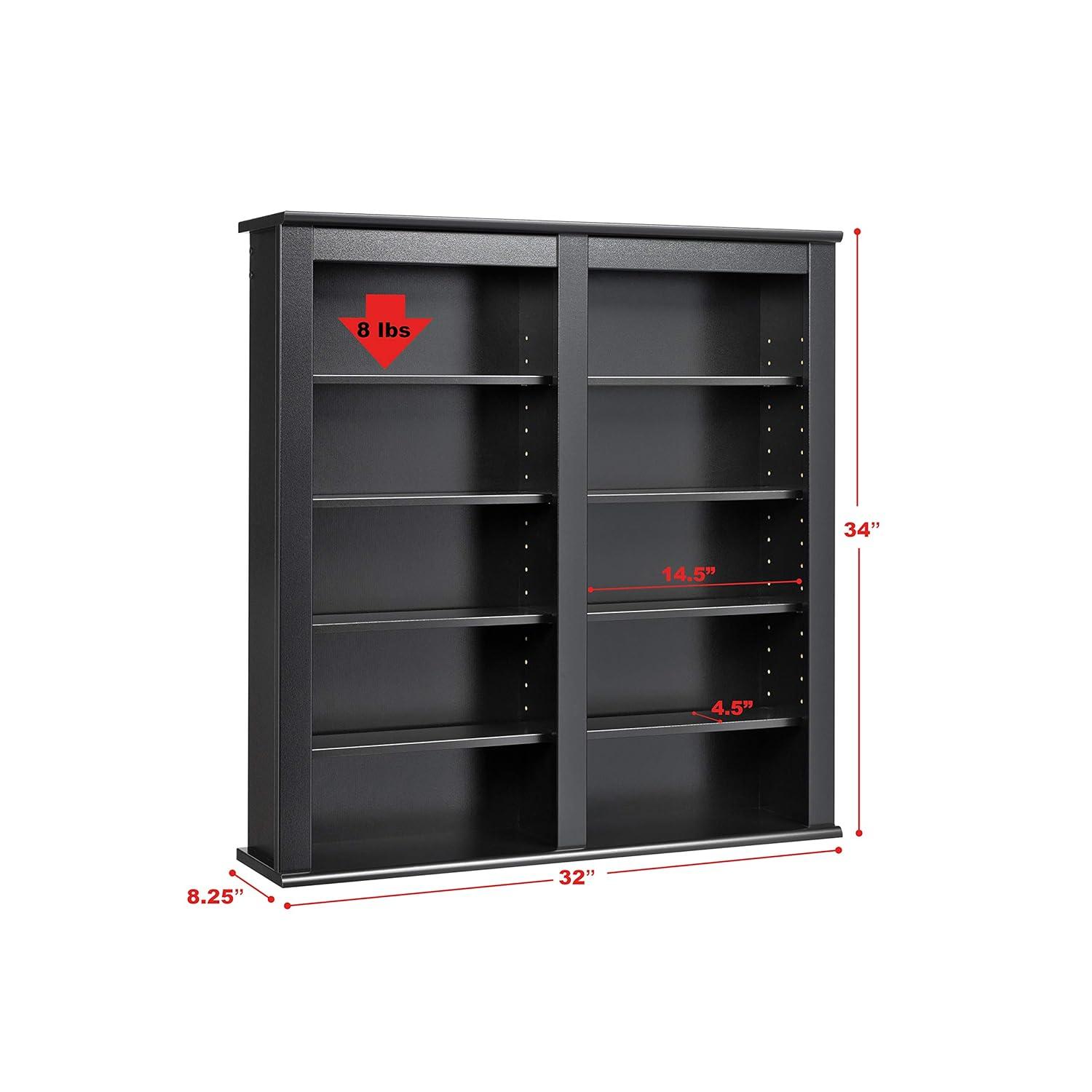 Prepac Double Floating Media Wall Storage in Cherry and Black