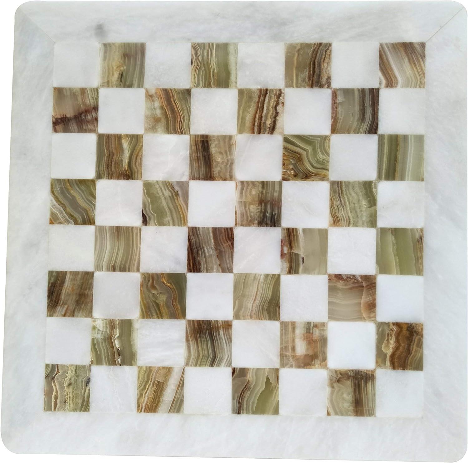 Handmade White and Green Onyx Marble Chess Set