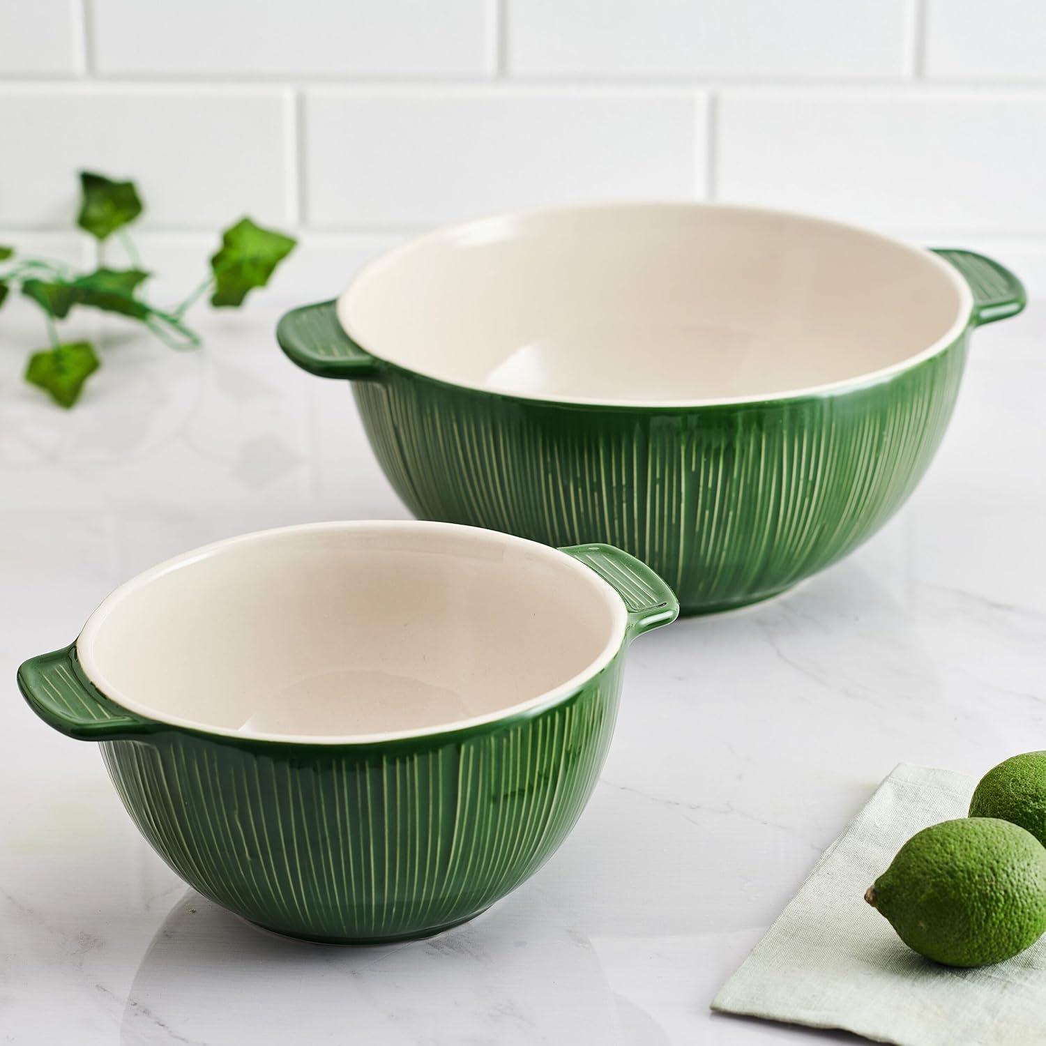 Fitz And Floyd Sicily Serving Bowls, Set Of 2, Green