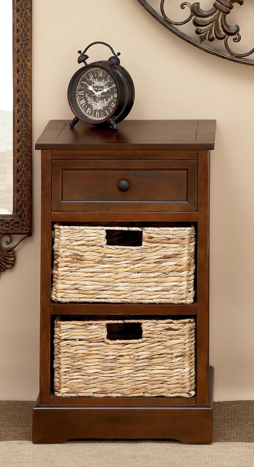 Wooden Side Chest with Wicker Drawers Brown - Olivia & May