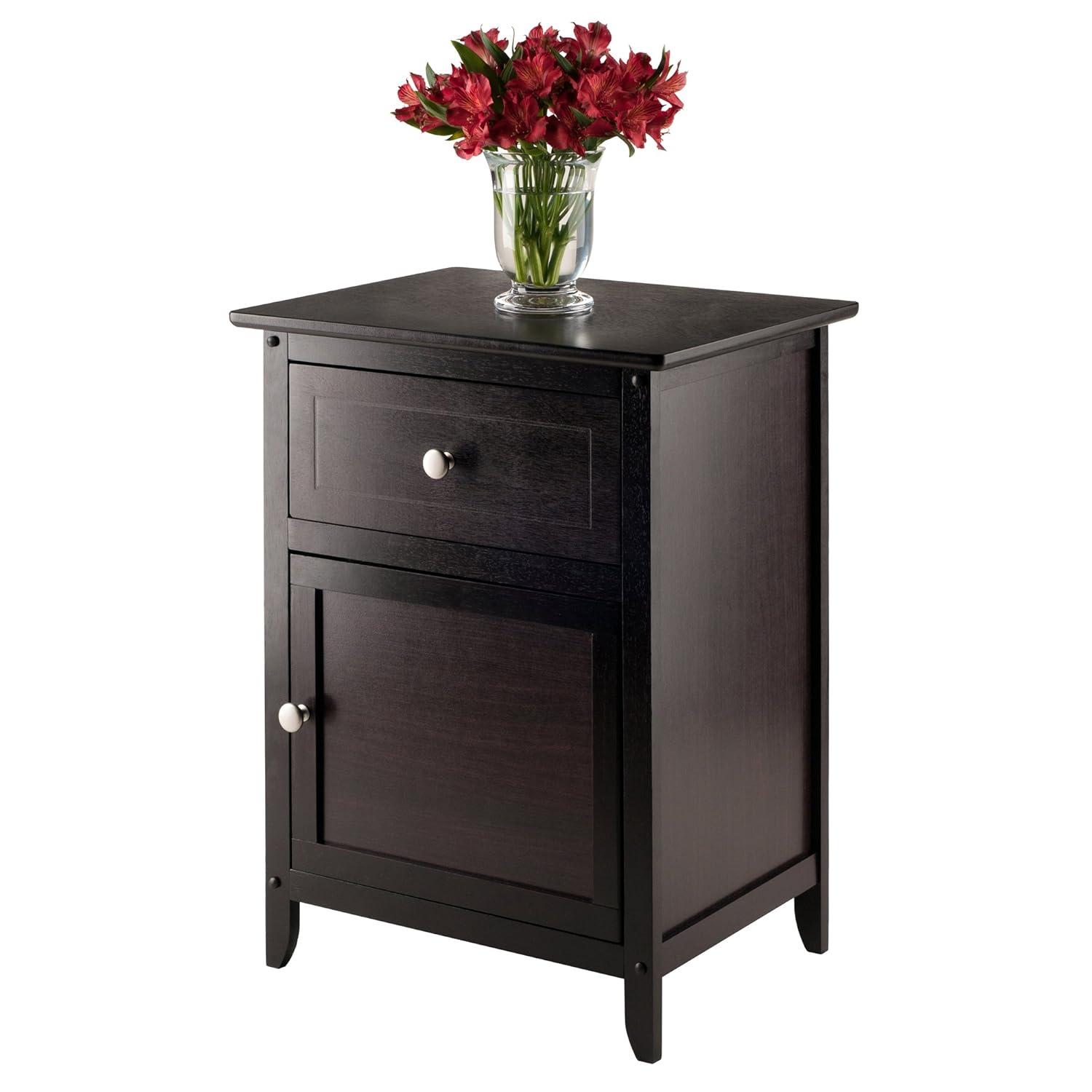 Eugene Nightstand - Espresso - Winsome: Wood Composite Bedside Cabinet with Storage