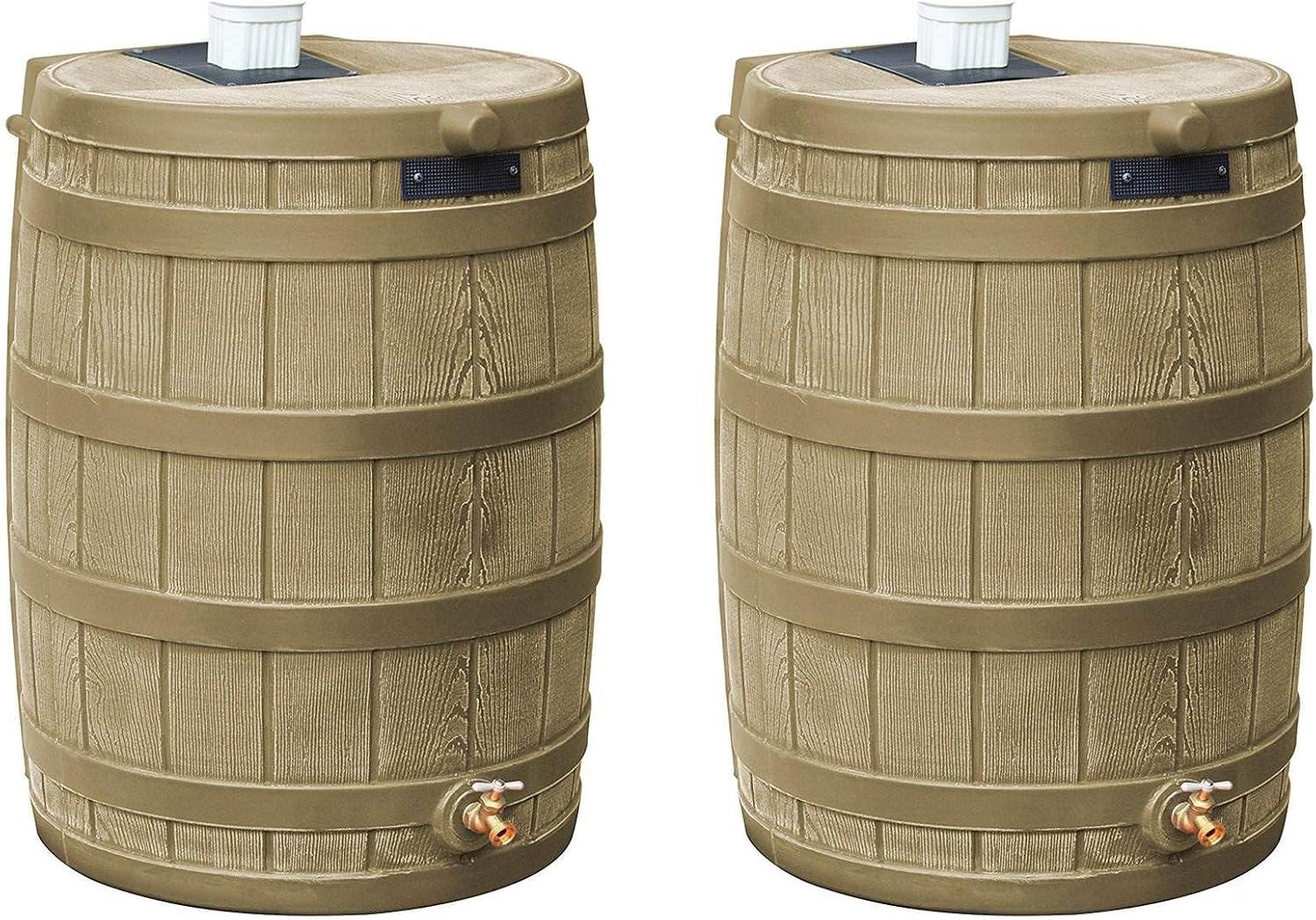 Good Ideas 50 Gallons Weather Resistant Plastic Drainable Rain Barrel