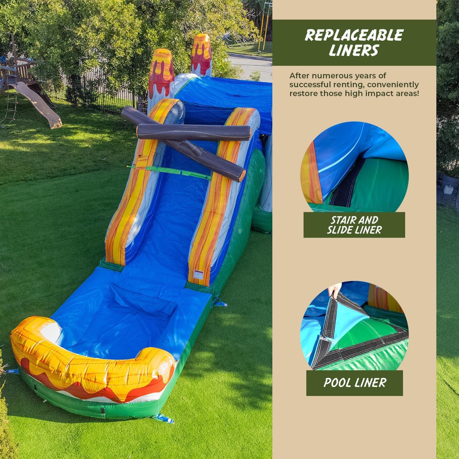 XJUMP Dinosaur Commercial Grade Bounce House Water Slide (with Pool and Blower)