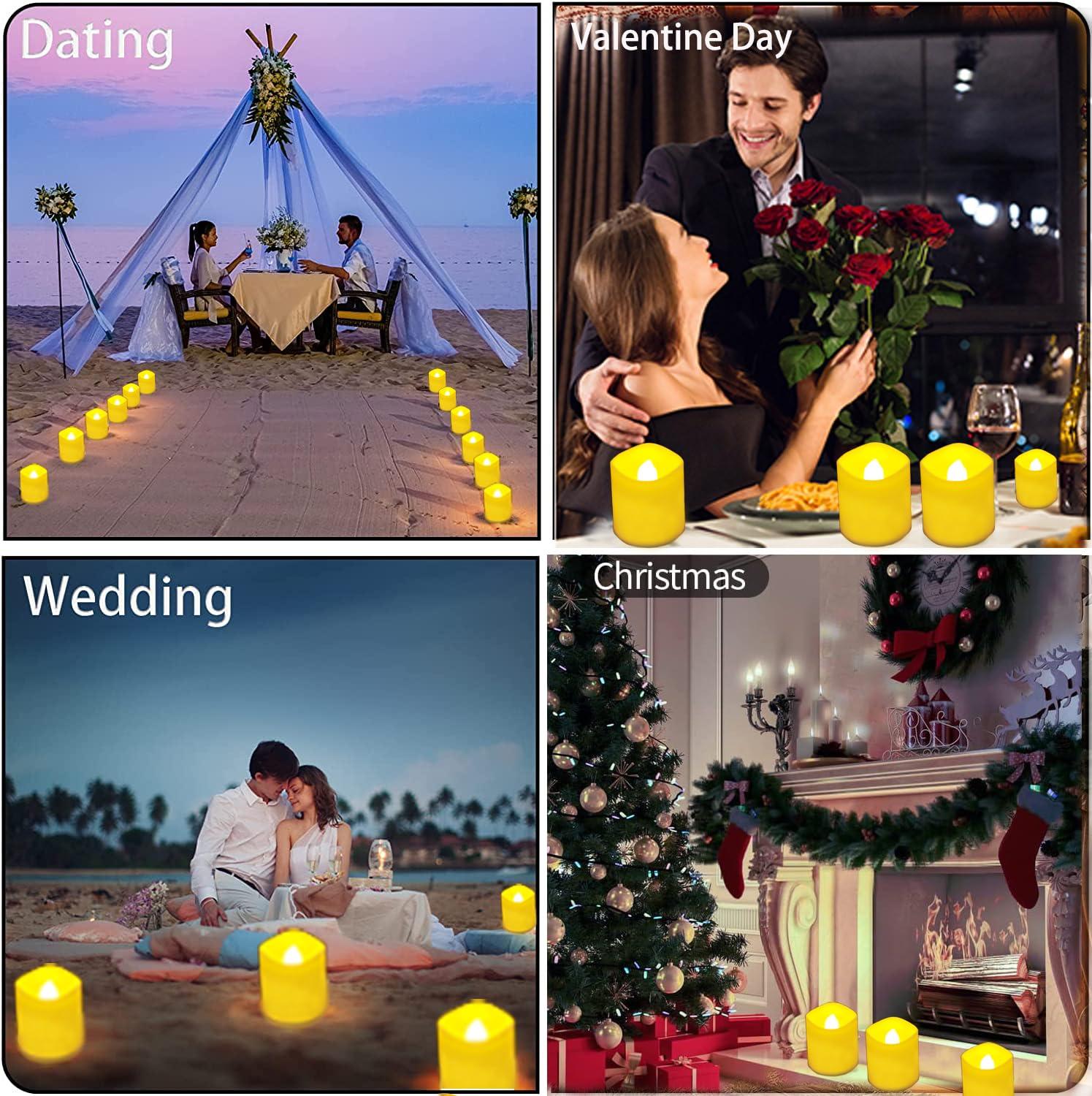 12 Pcs Flameless LED Tea Light Candles Warm Yellow Flickering Bright Tealights Electric