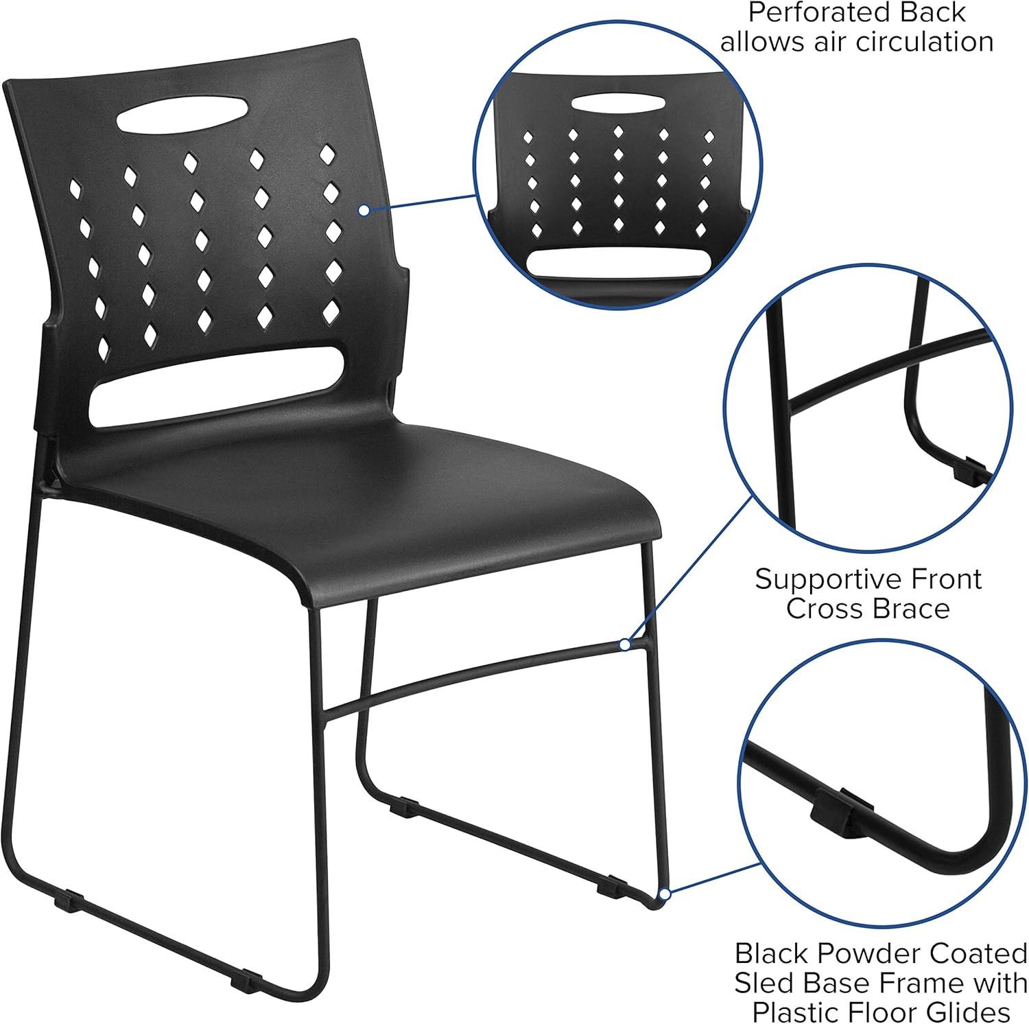 Flash Furniture 881 lb. Capacity Sled Base Stack Chair with Carry Handle and Air-Vent Back