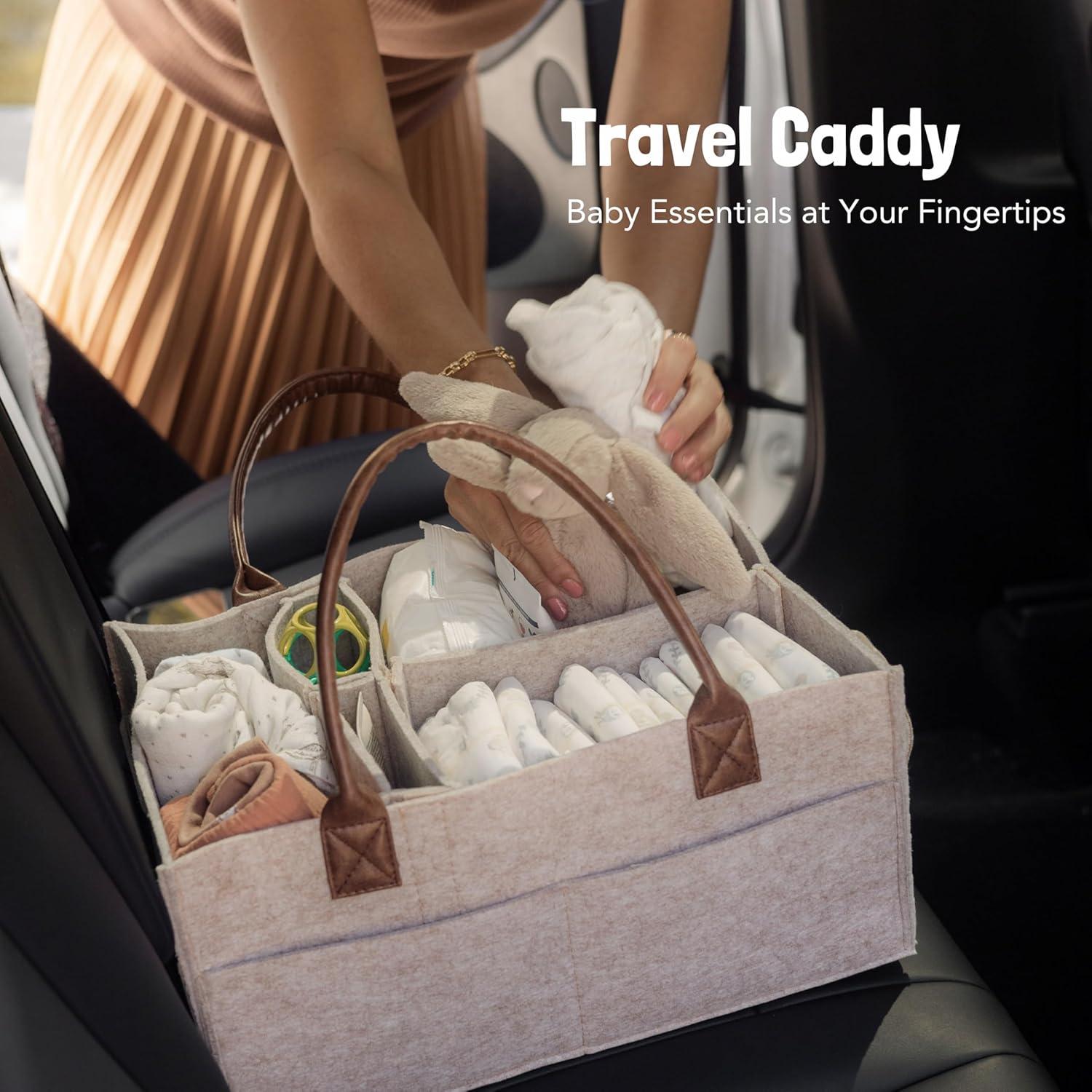 Lily Miles Baby Diaper Caddy Organizer - Nursery Storage Basket for Newborn Essentials - Shower Registry Gifts