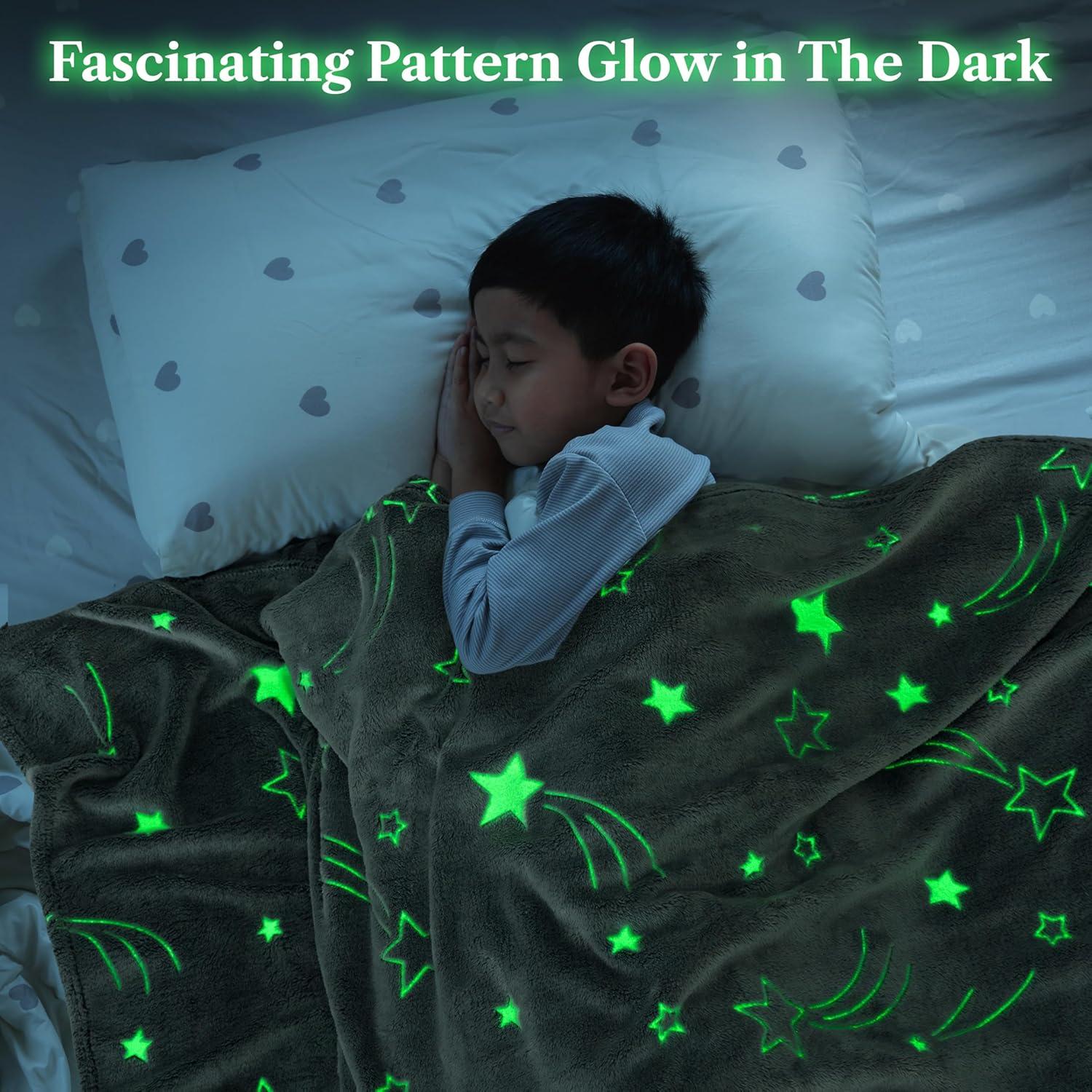 PAVILIA Glow in the Dark Blanket for Girls Boys, Soft Gift Toy Throw for Birthday Christmas Kids Room Decor