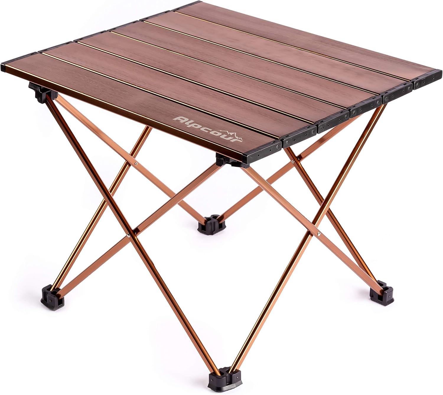 Medium Brown Aluminum Folding Camping Table