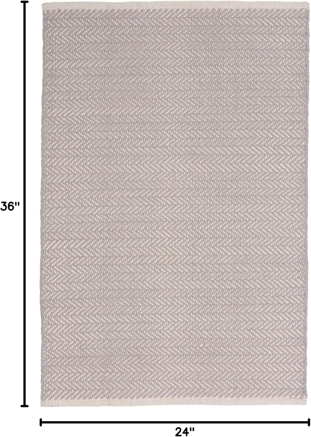 Herringbone Dove Grey Handwoven Cotton Rug