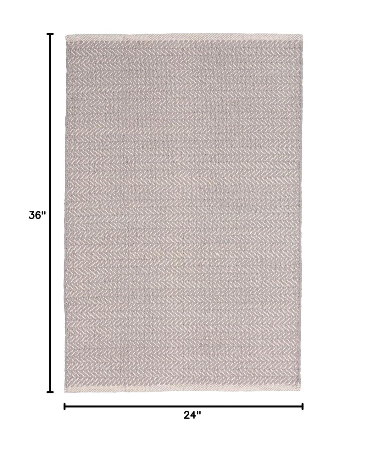 Herringbone Dove Grey Handwoven Cotton Rug