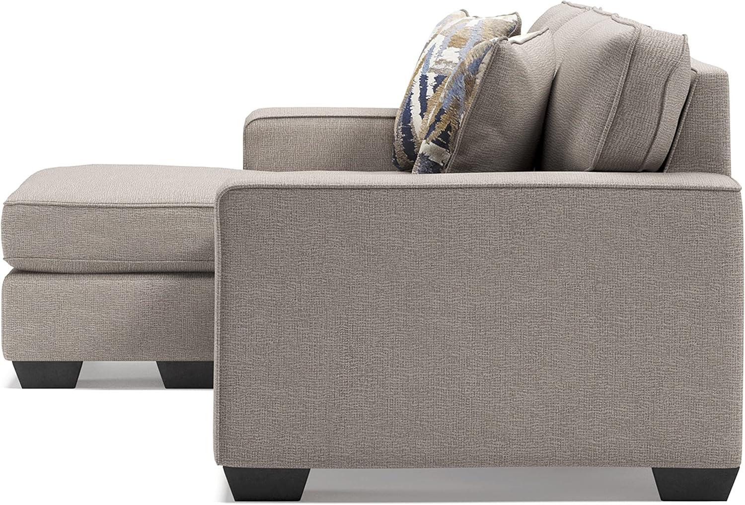 Gray Fabric Stone Sofa Chaise with Removable Cushions