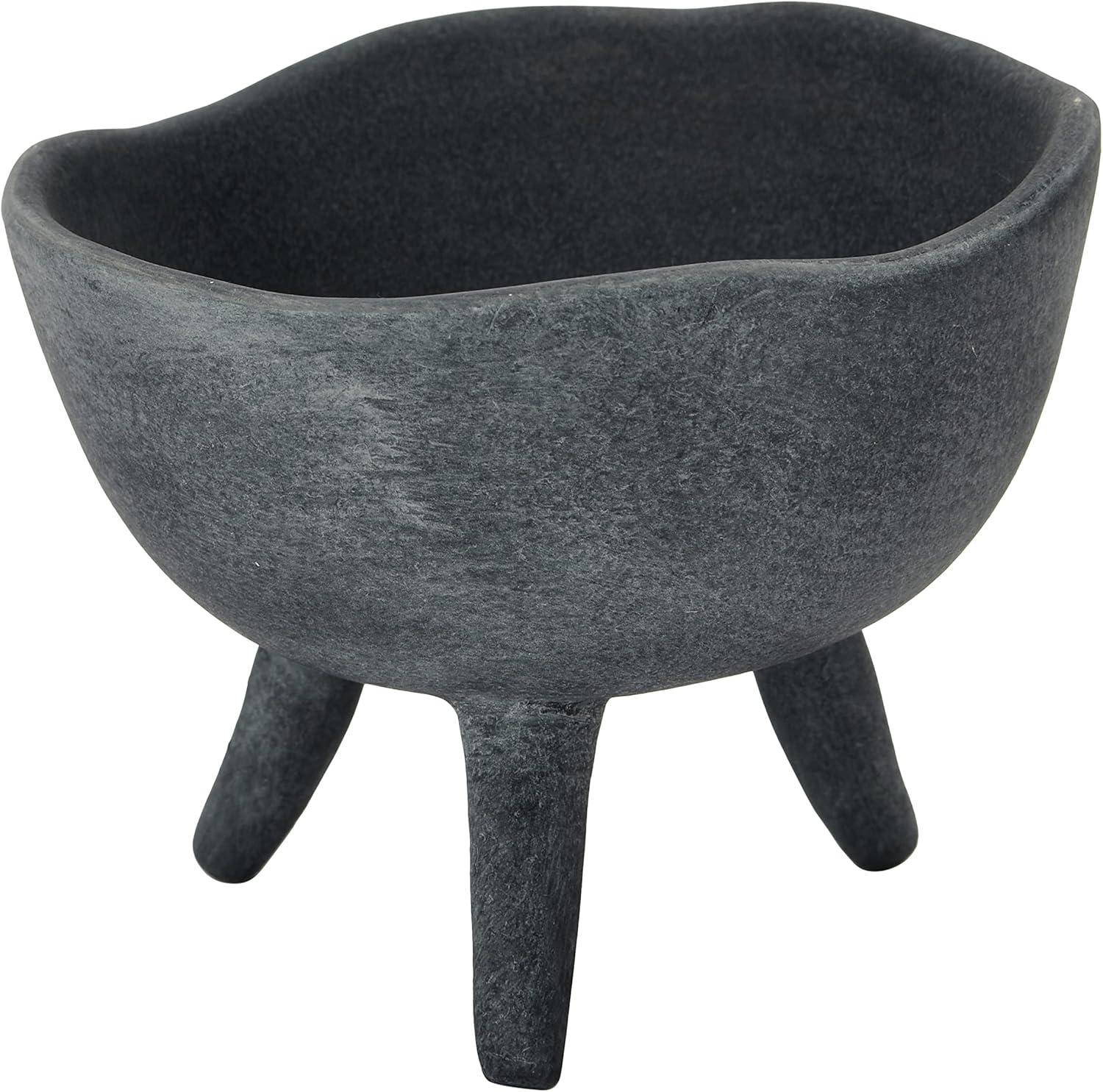 Creative Co-Op Boho Terracotta Footed Bowl, Matte Black