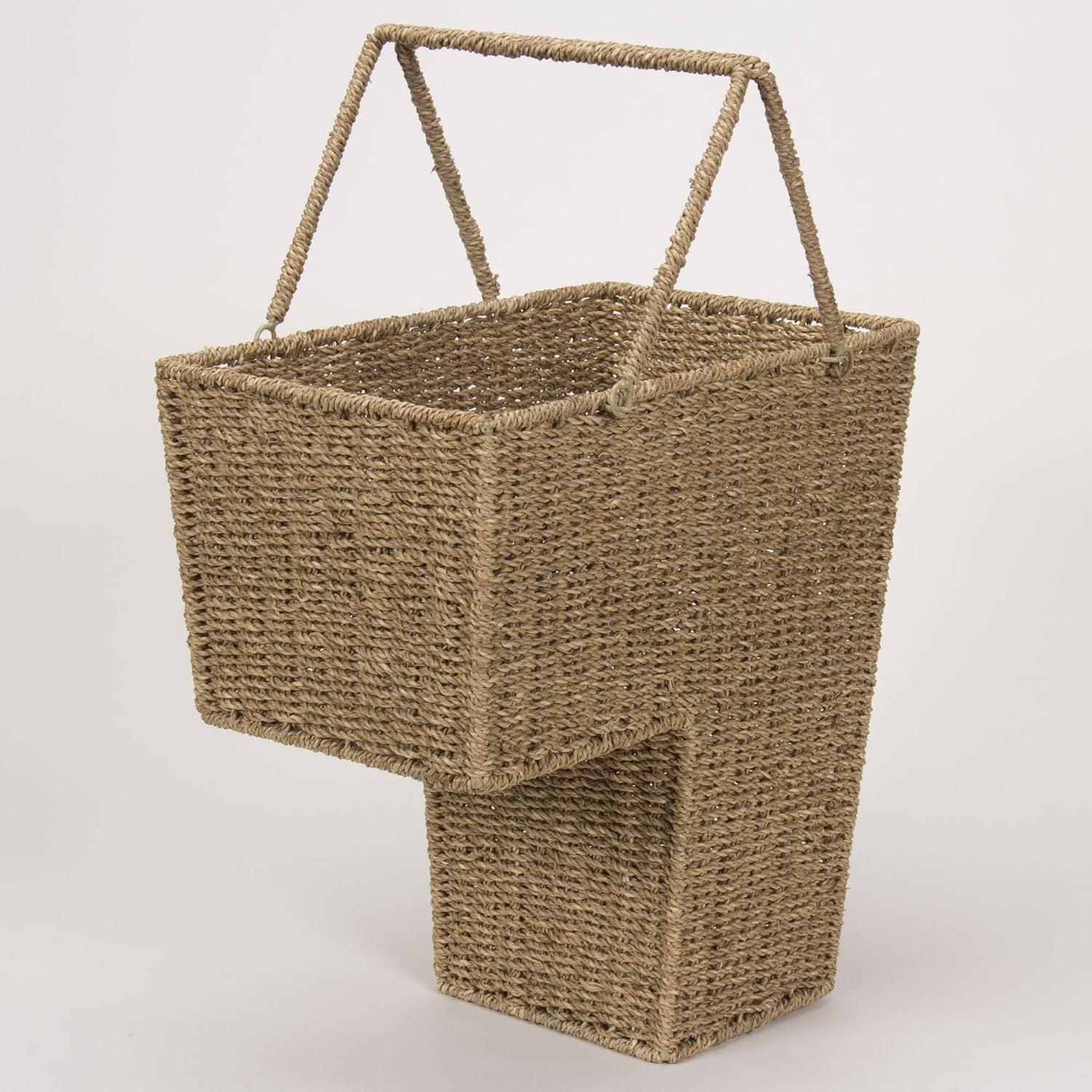 Natural Brown Seagrass Rectangular Stair Storage Basket