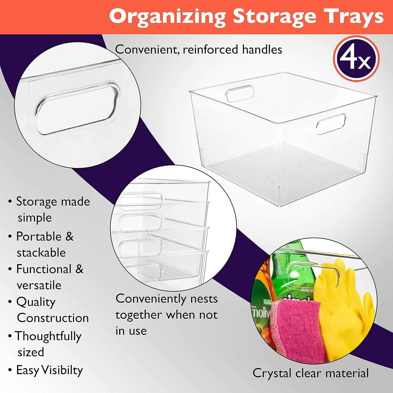 ClearSpace Plastic Storage Bins - 4 Pack Pantry Organization Bins