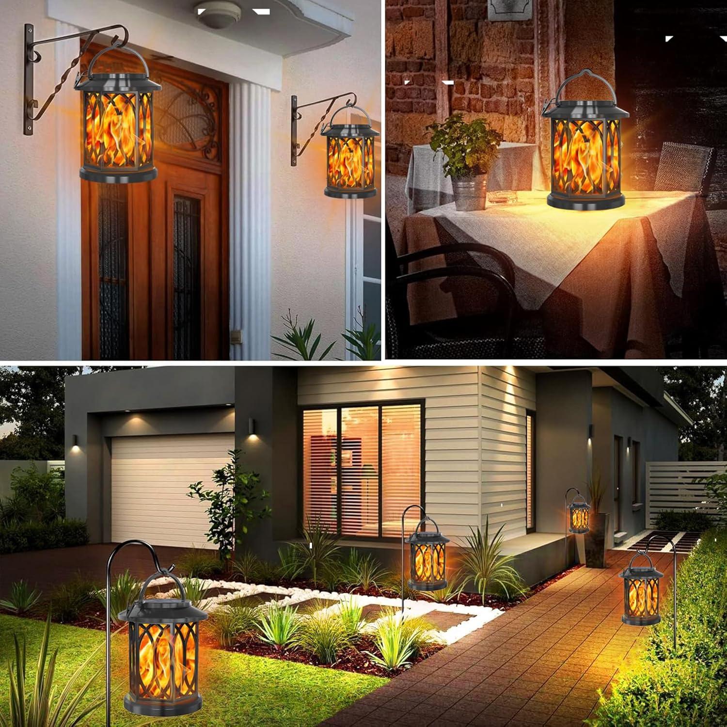 KOOPER Solar Lantern Outdoor Lights, Upgraded Flickering Candle Solar Lanterns Lights Outdoor Waterproof, Hanging Outdoor Solar Lanterns Lights, Solar Powered Lanterns For Yard Garden Decor (Set of 2)
