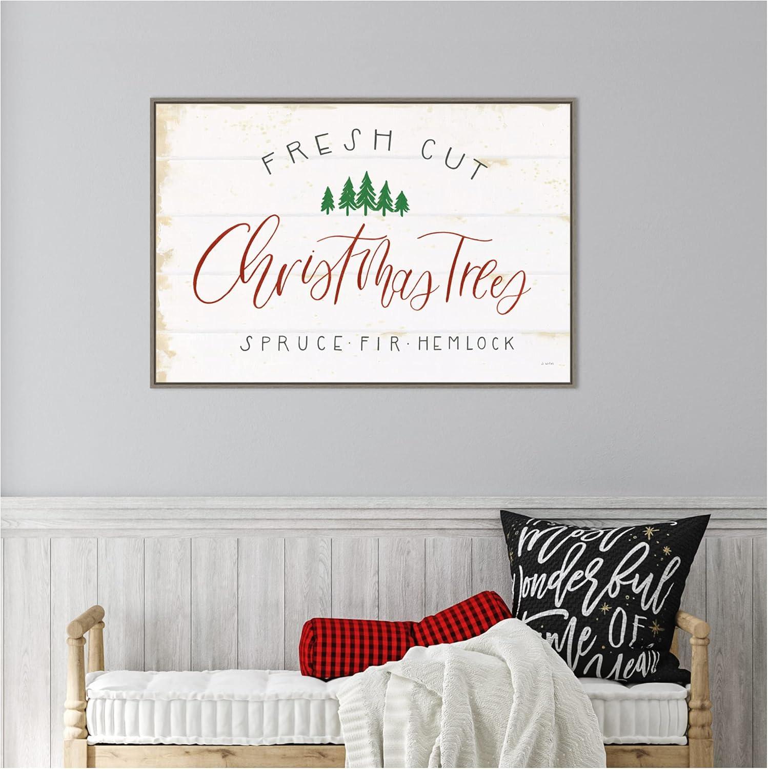 33" x 22" Christmas Farm V Framed Wall Canvas - Amanti Art