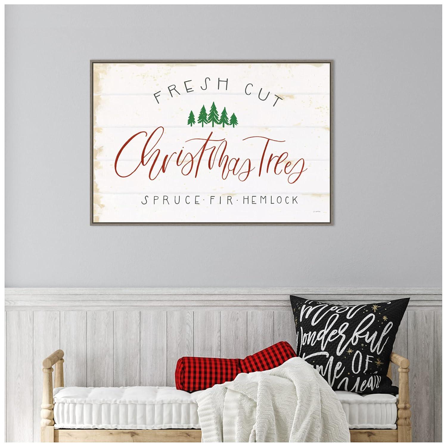 33" x 22" Christmas Farm V Framed Wall Canvas - Amanti Art
