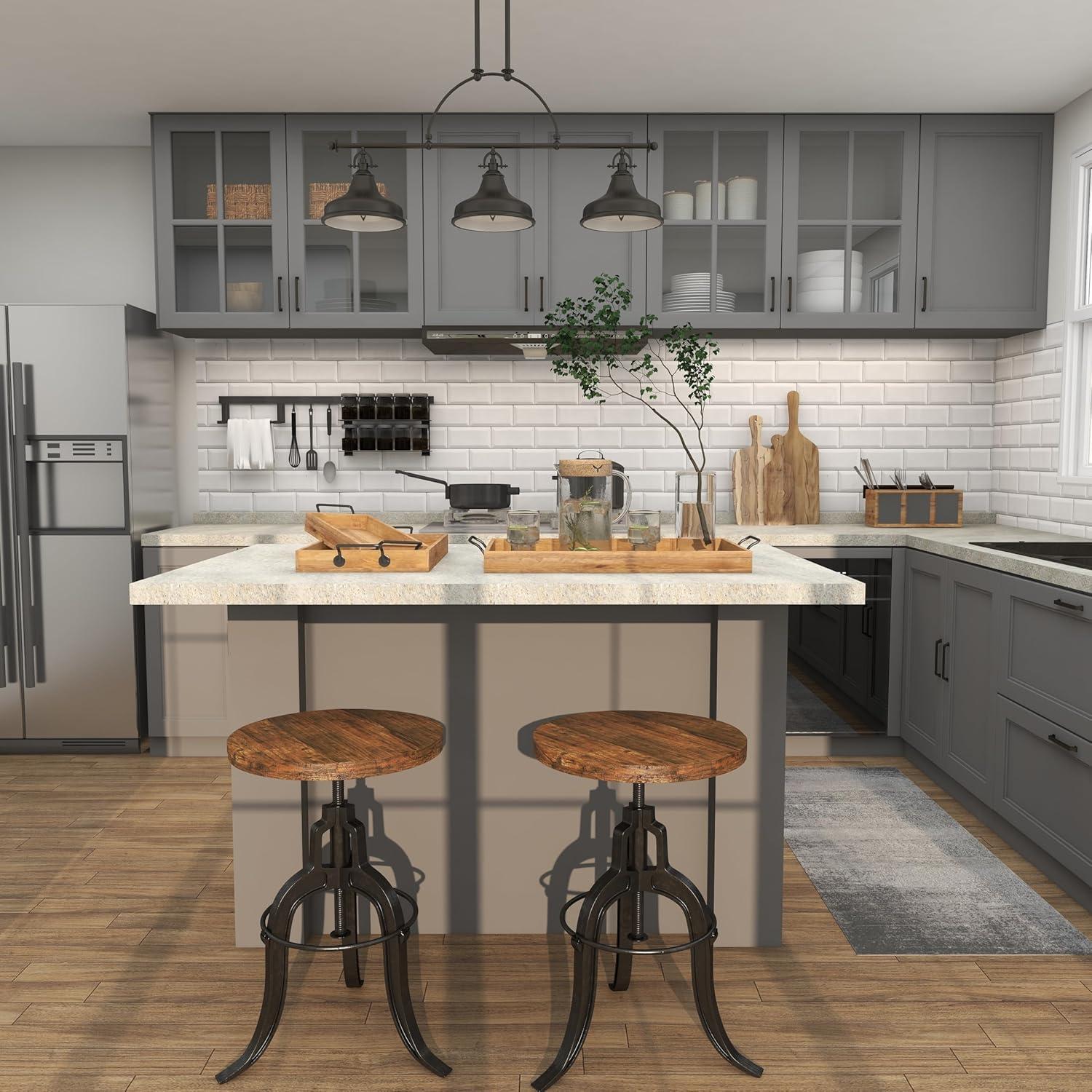 Set of 3 Farmhouse Slat Style Mango Wood and Iron Trays Brown - Olivia & May: Ottoman, Basket Design, 24-Inch