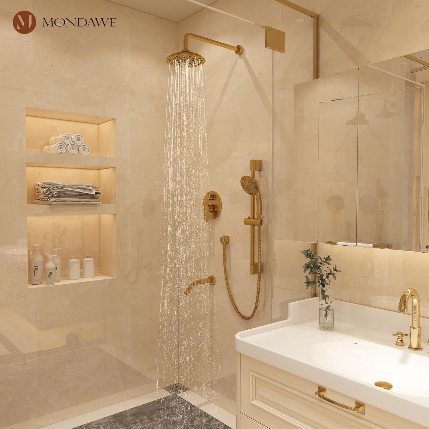 mondawe Calliope Wall Mounted 3 Function Retro Shower System with 3 Setting Handheld MD-A3815-BG3