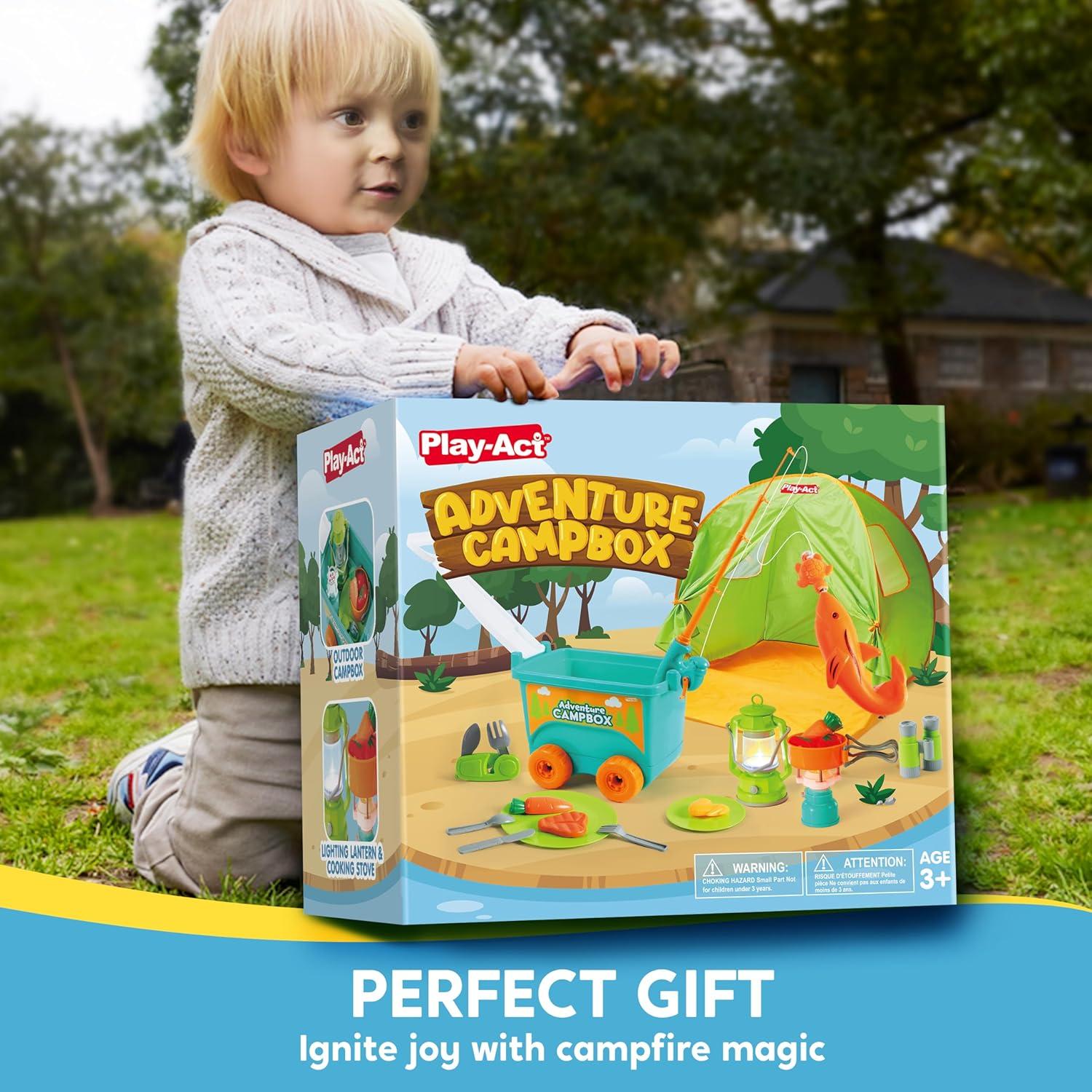 Kids Camping Set with Tent, Camping Wagon Toy, Toddler Adventure Playset for Boys, Camping Gear Toys for Kids Indoor Outdoor Pretend Play, Gift Idea for Boys Girls Age 3,4,5,6 Year Old