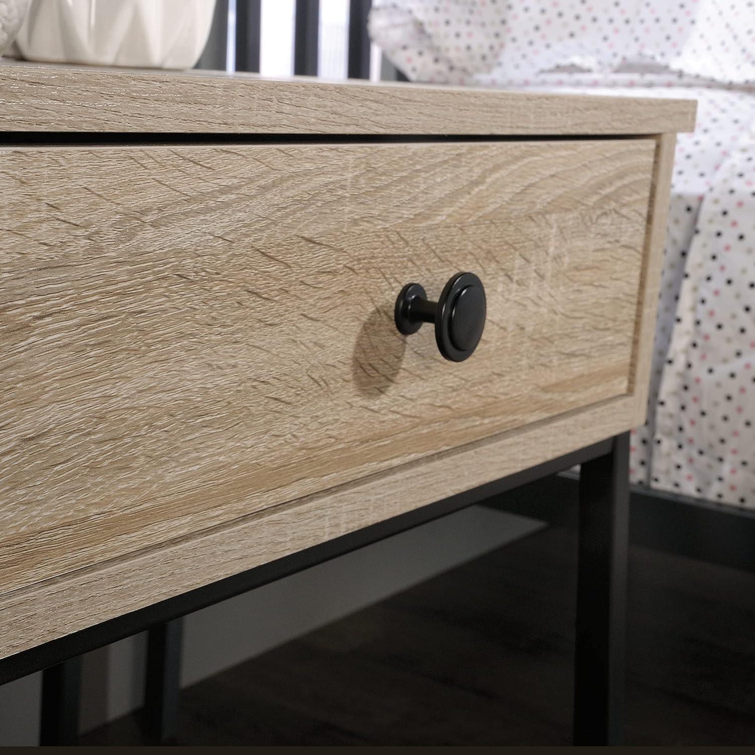 North Avenue Nightstand Charter Oak - Sauder: Metal Frame, Mid-Century Modern, Storage Drawer