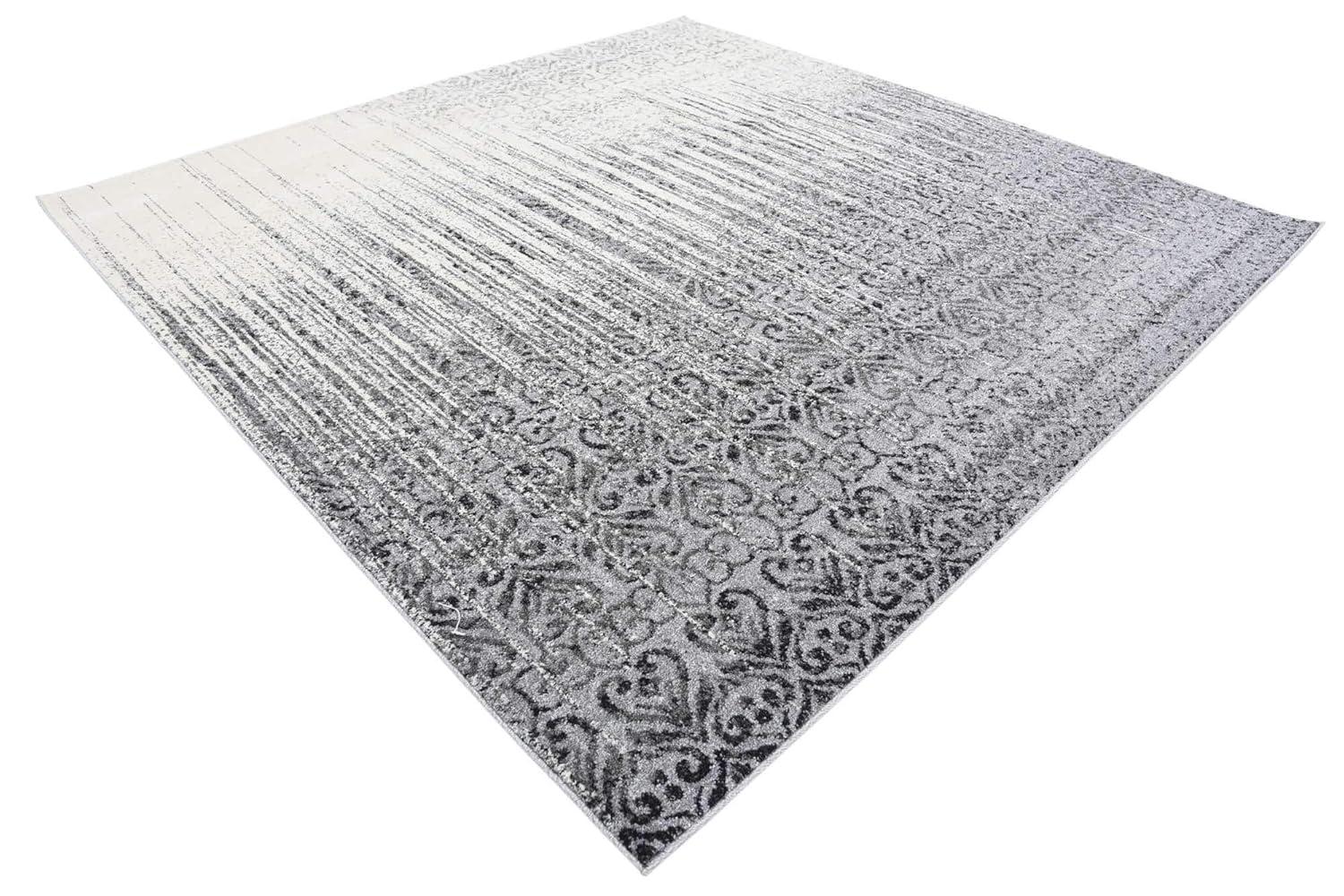 Unique Loom Del Mar Collection Area Rug - Jennifer (7' 10" Square, Gray/ Black)