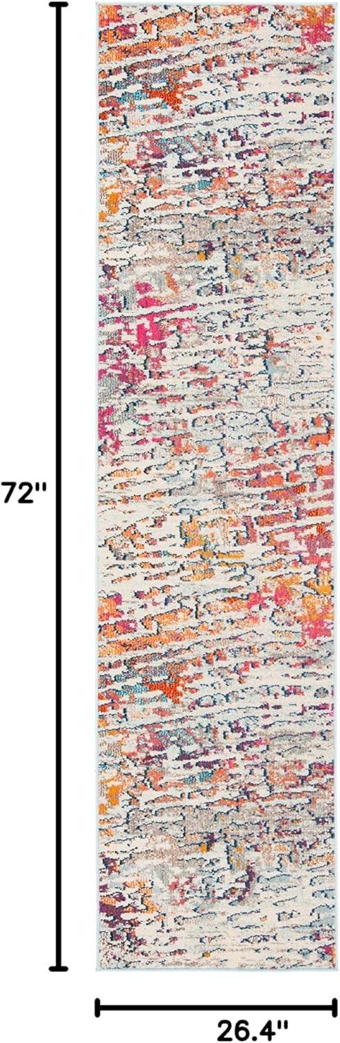 Madison MAD454 Power Loomed Indoor Runner Rug - Light Blue/Orange - 2'2"x6' - Safavieh