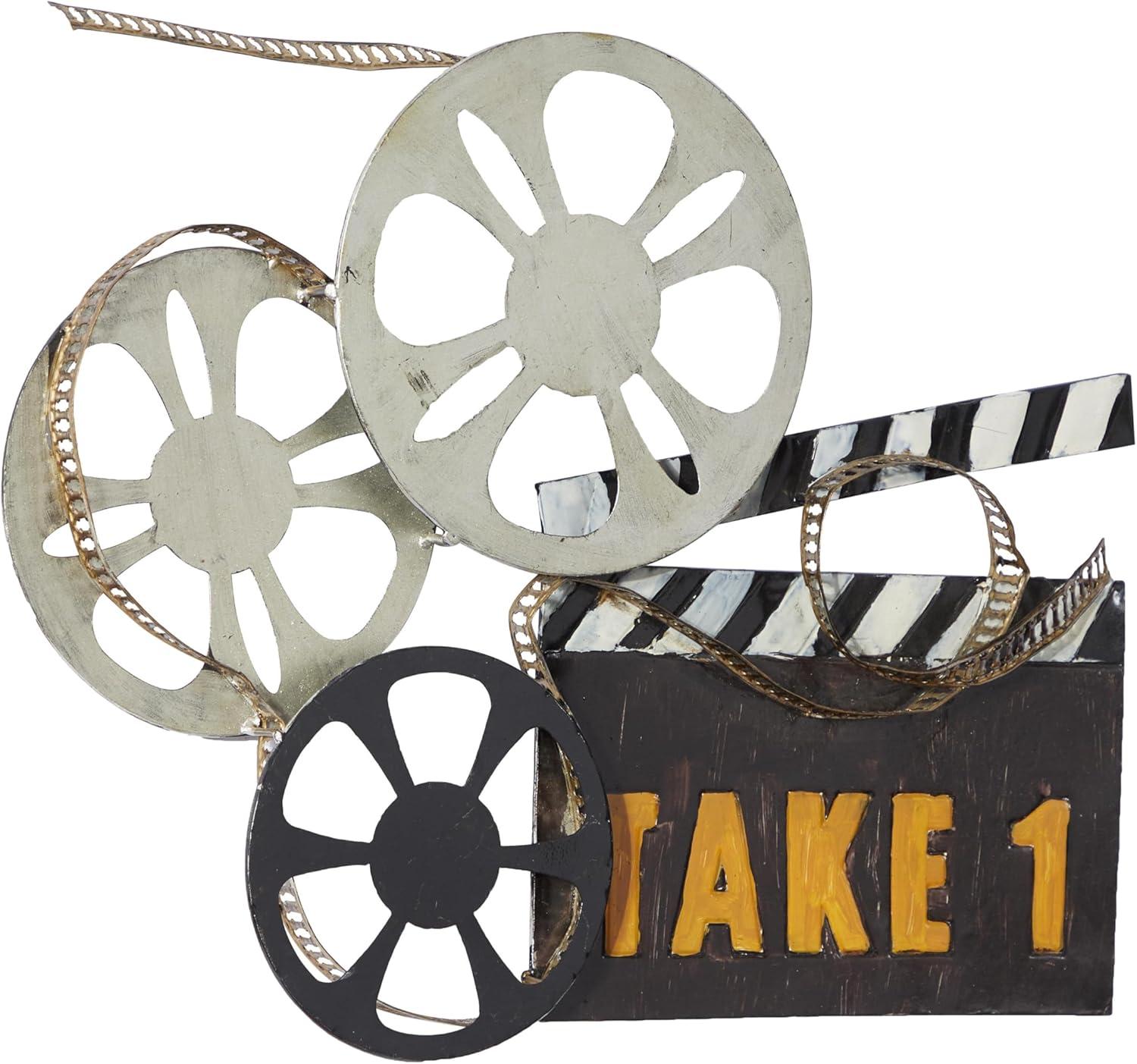DecMode Black Metal Reels Film Wall Decor