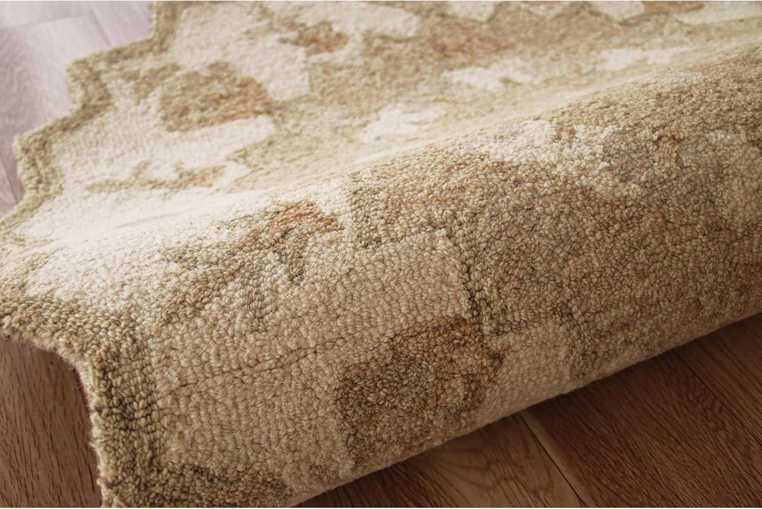 LR Home Daisey 2'3" x 3'10" Beige Classic Medallion Wool Hearth Indoor Area Rug