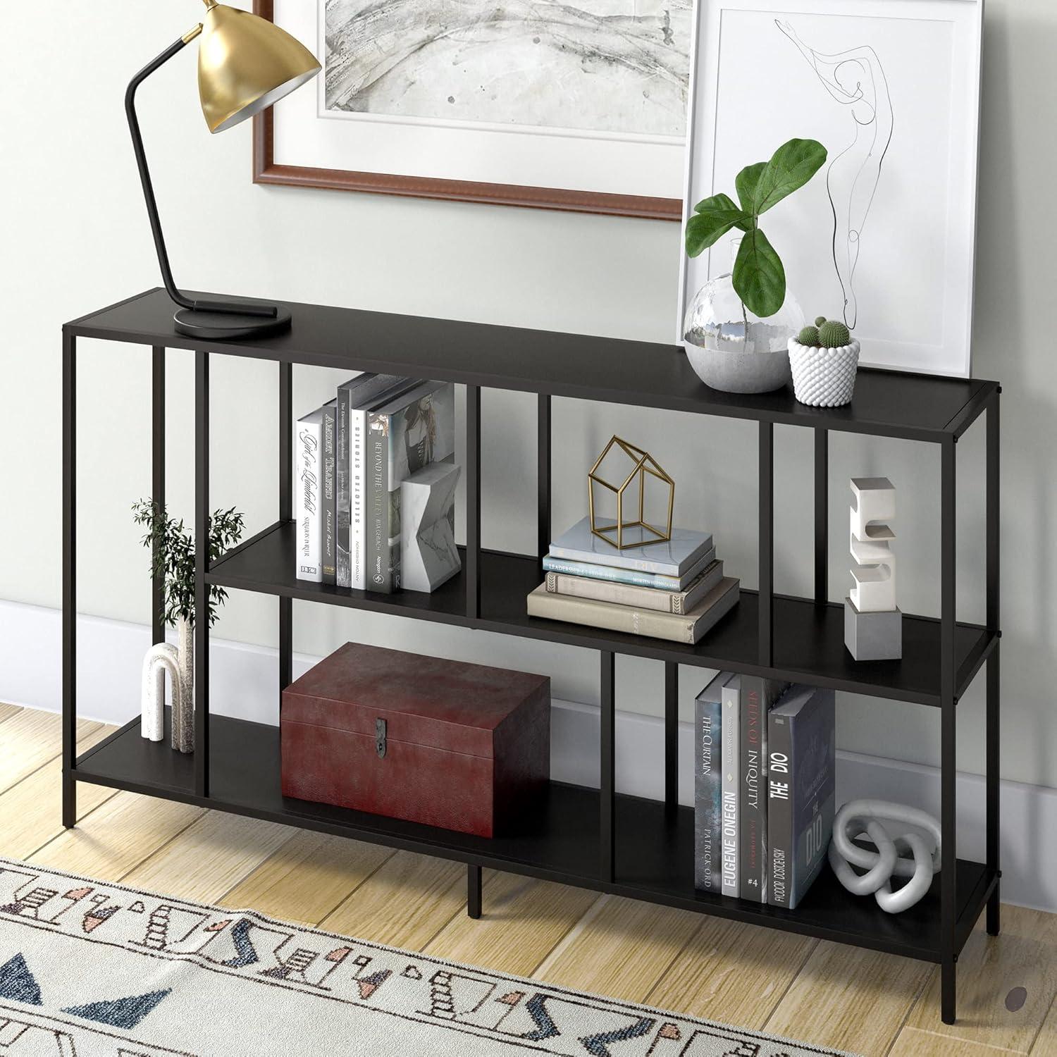 Evelyn&Zoe Winthrop 52" Wide Rectangular Console Table, Blackened Bronze